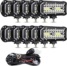 MUVKQC 7inch LED Light Bar,10PCS 120W 24000lm LED Pods Spot&Flood Combo Off Road Driving Lights Led Work Lights Truck Ligh...