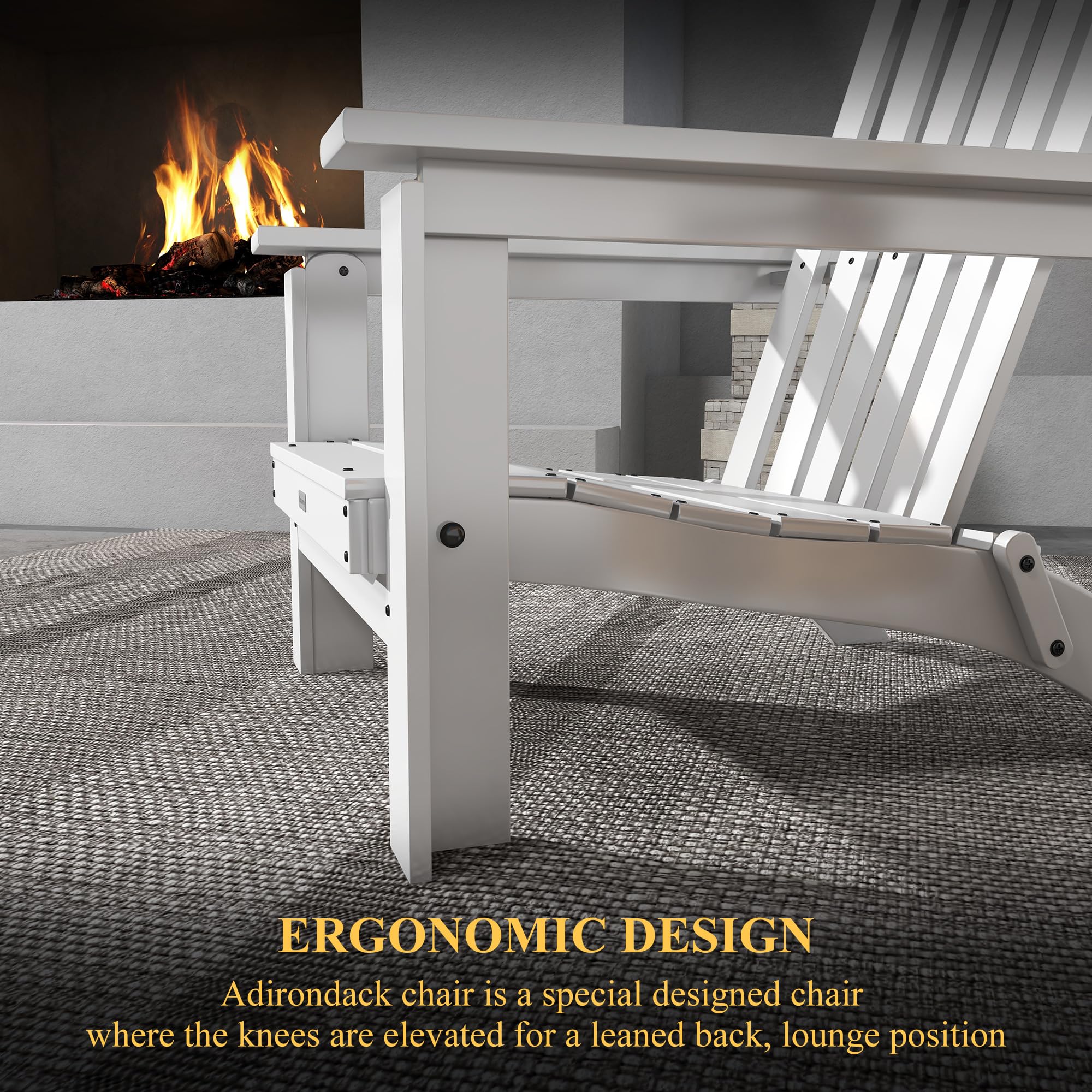 Outsunny Sedia Adirondack in legno, sedia da giardino pieghevole con braccioli carico 160 kg per patio terrazza balcone 68 x 81 x 93 cm bianco