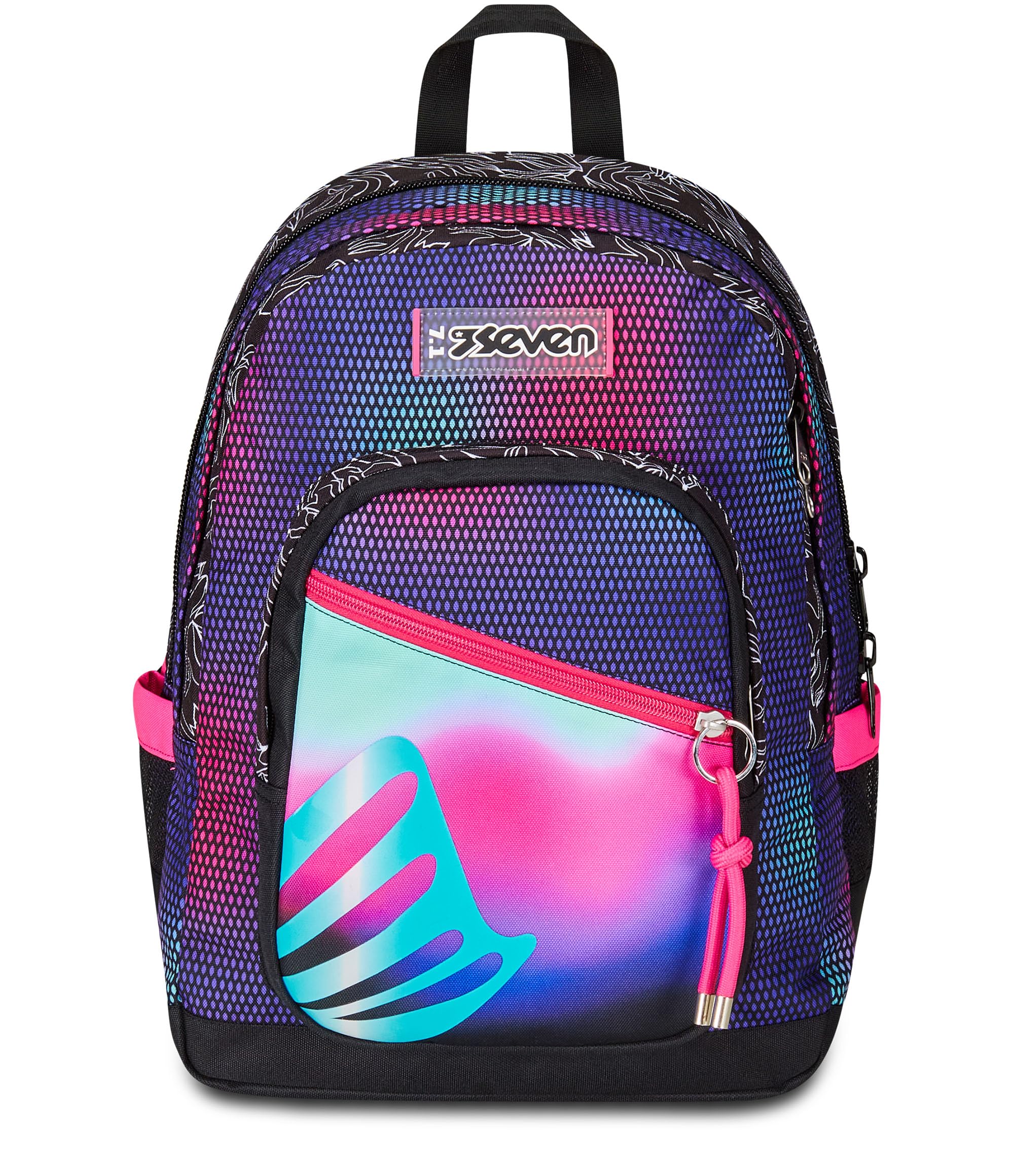Seven Freethink School Backpack, Pink, Shadefull Girl, Double Compartment Backpack, PC or Tablet Pocket and Bottle Pocket, Medium and Upper Backpack, Girls, Pink, Taglia Unica, Backpack