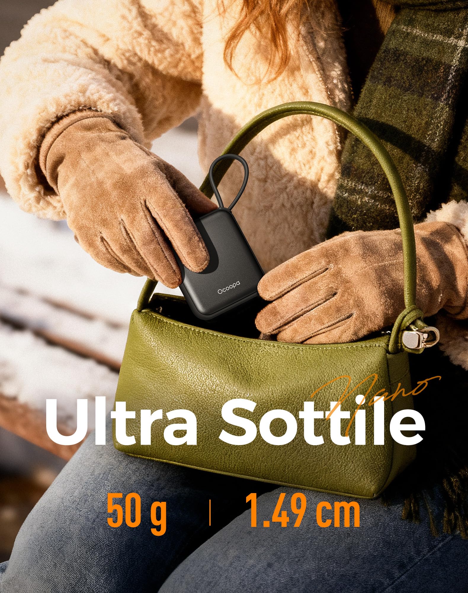 OCOOPA Scaldamani Elettrico 2 Pezzi, Portatile Scalda Mani USB Ricaricabile 4000mAh, 3 Livelli fino a 52°C, Utile Regalo di Natale, Ideale per Sci Invernale, Viaggi e Attività all’Aria Aperta,UT5 Nano