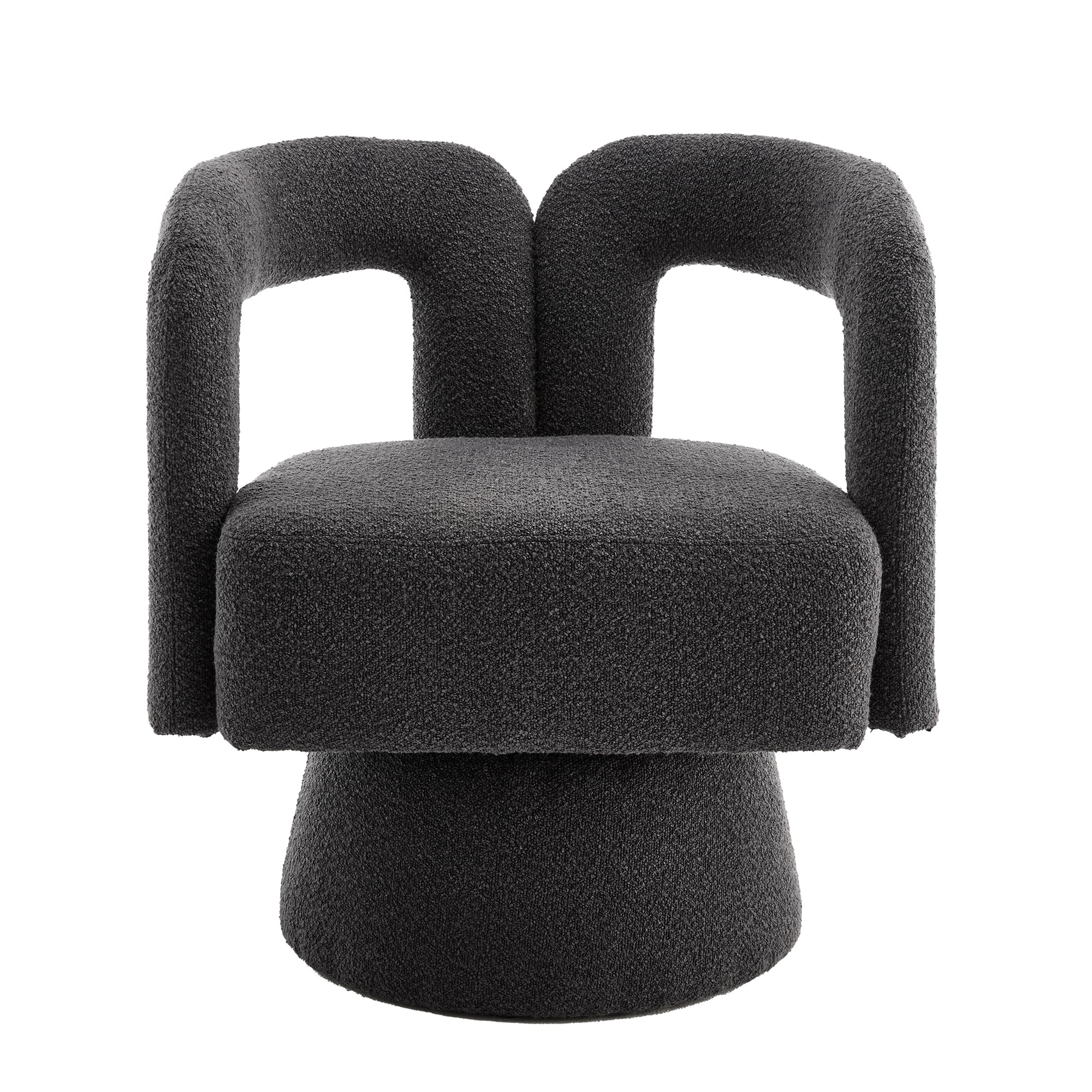 MURUL 360 Grad drehbare Kuschelfass-Akzentstühle, runde Sessel mit breiter Polsterung, Flauschiger Stoffsessel für Wohnzimmer, Schlafzimmer, Büro, Warteräume, Dunkelgrau