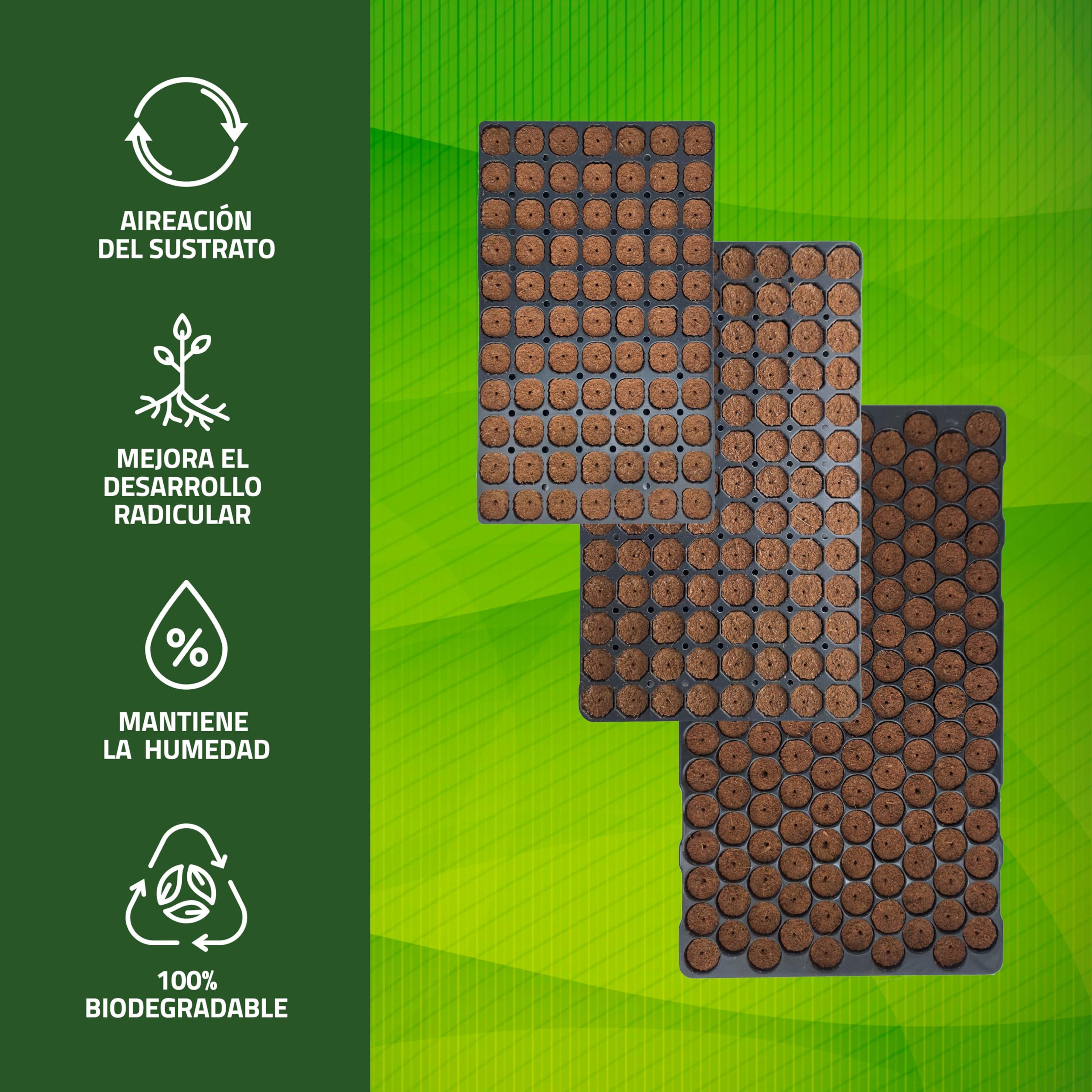 Bandeja de Semilleros de Germinación 104 Alveólos | Propagador de Semillas con Tierra y Orificio para Semilla o Planta | Mejor Desarrollo Raíces | Biodegradable