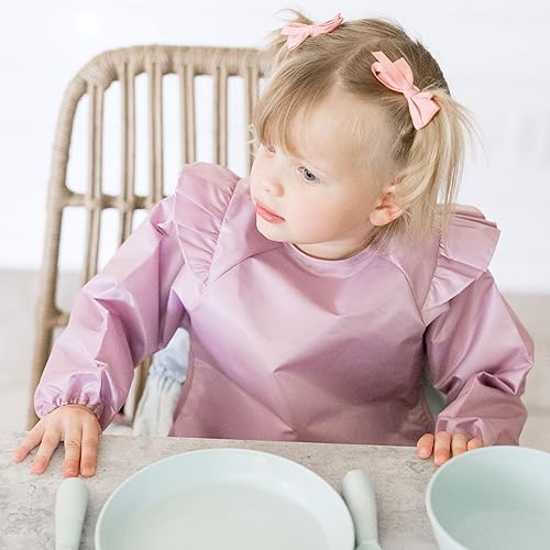 Miniatura 2 de Tiny Twinkle Babero de bebé a prueba de desorden, traje de babero de manga completa, babero impermeable para niños pequeños, lavable a máquina,
