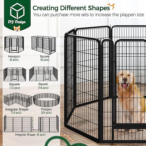 Vista 129 de Yaheetech - Corralito para perros, para uso en interiores y exteriores, valla de metal resistente para cachorros, corral de ejercicio para casa