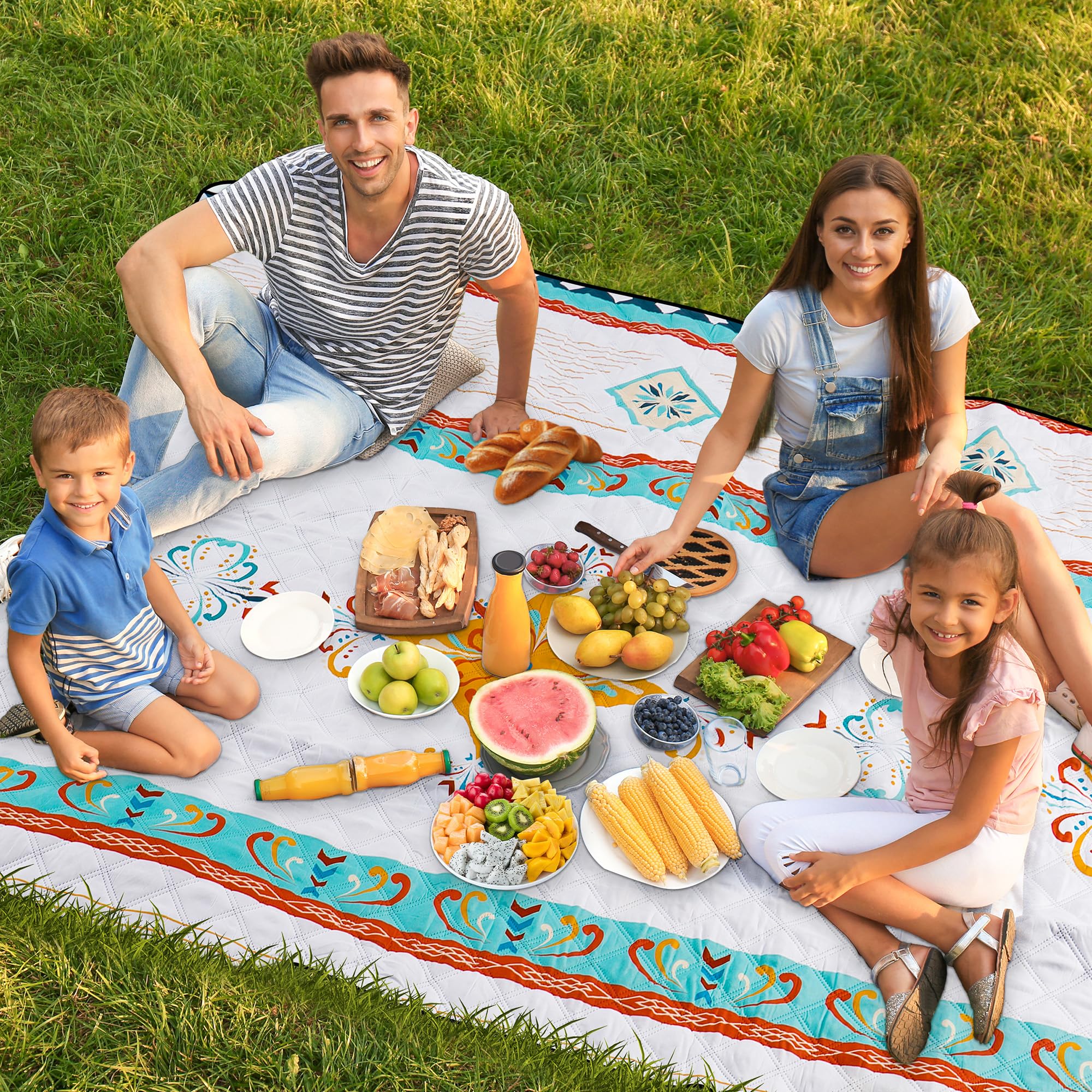 Coperta da Picnic Impermeabile 200x200cm XXL Senza Sabbia Pieghevole per Spiaggia Campeggio (Verde)
