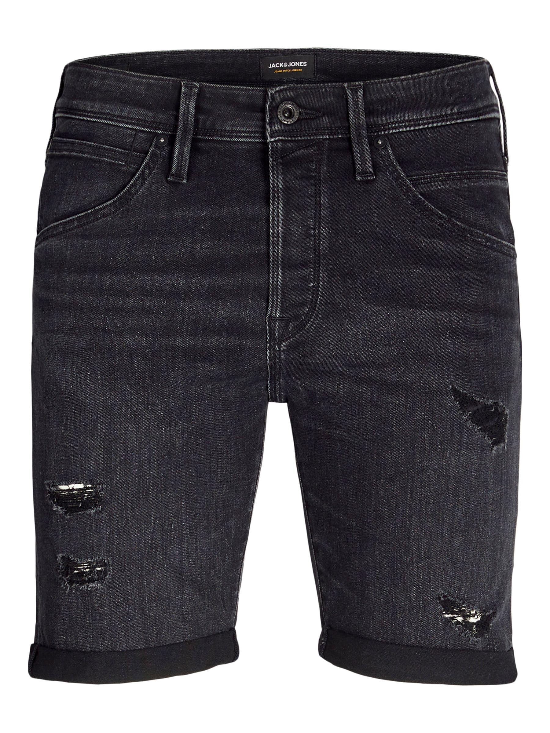 Jack & Jones Men's Black Denim Denim Shorts Regular Fit Denim Shorts S, S