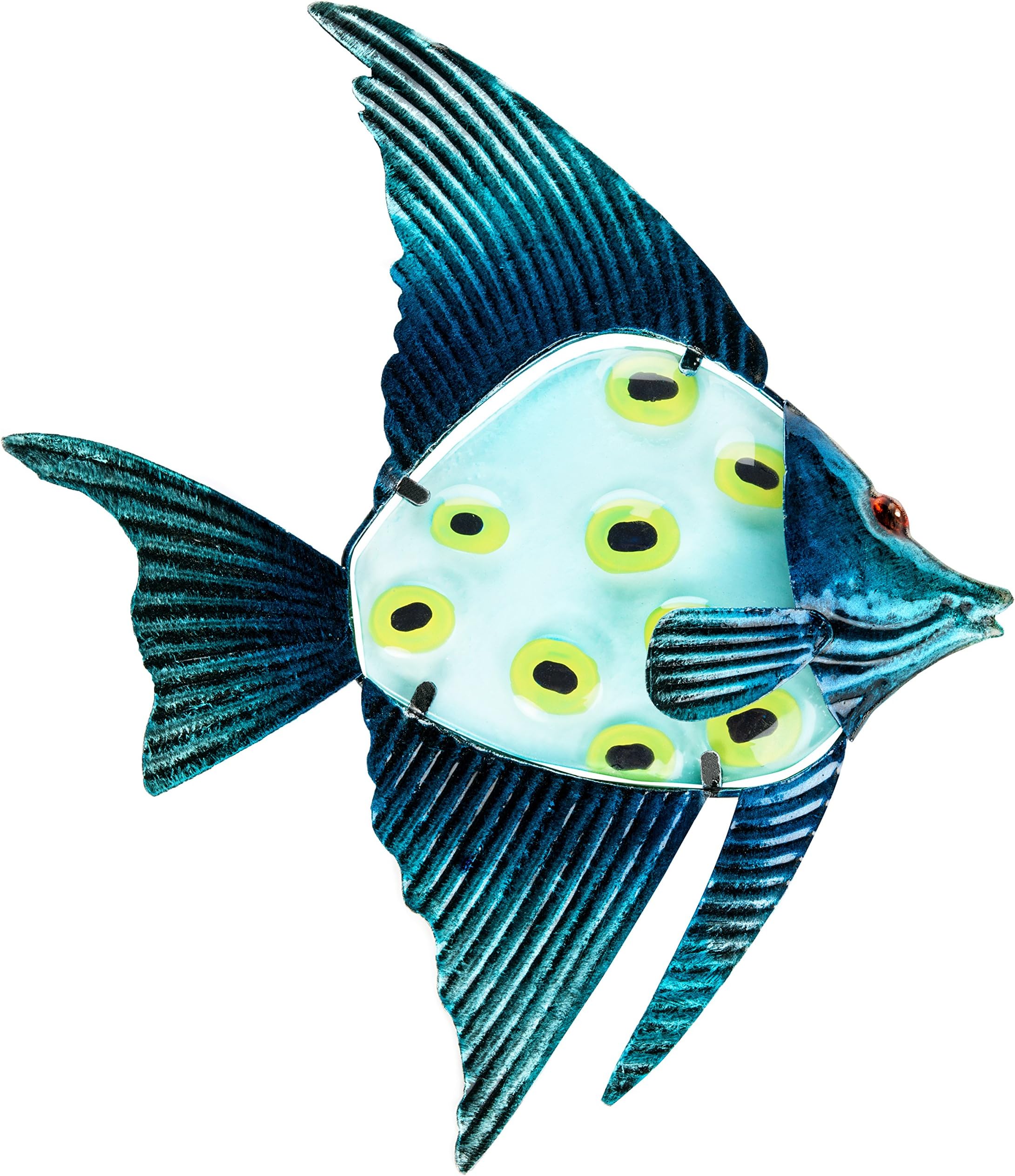 Metal and Glass Fish Wall Art - 32cm - Perfect Patio Hanging Beach Decor