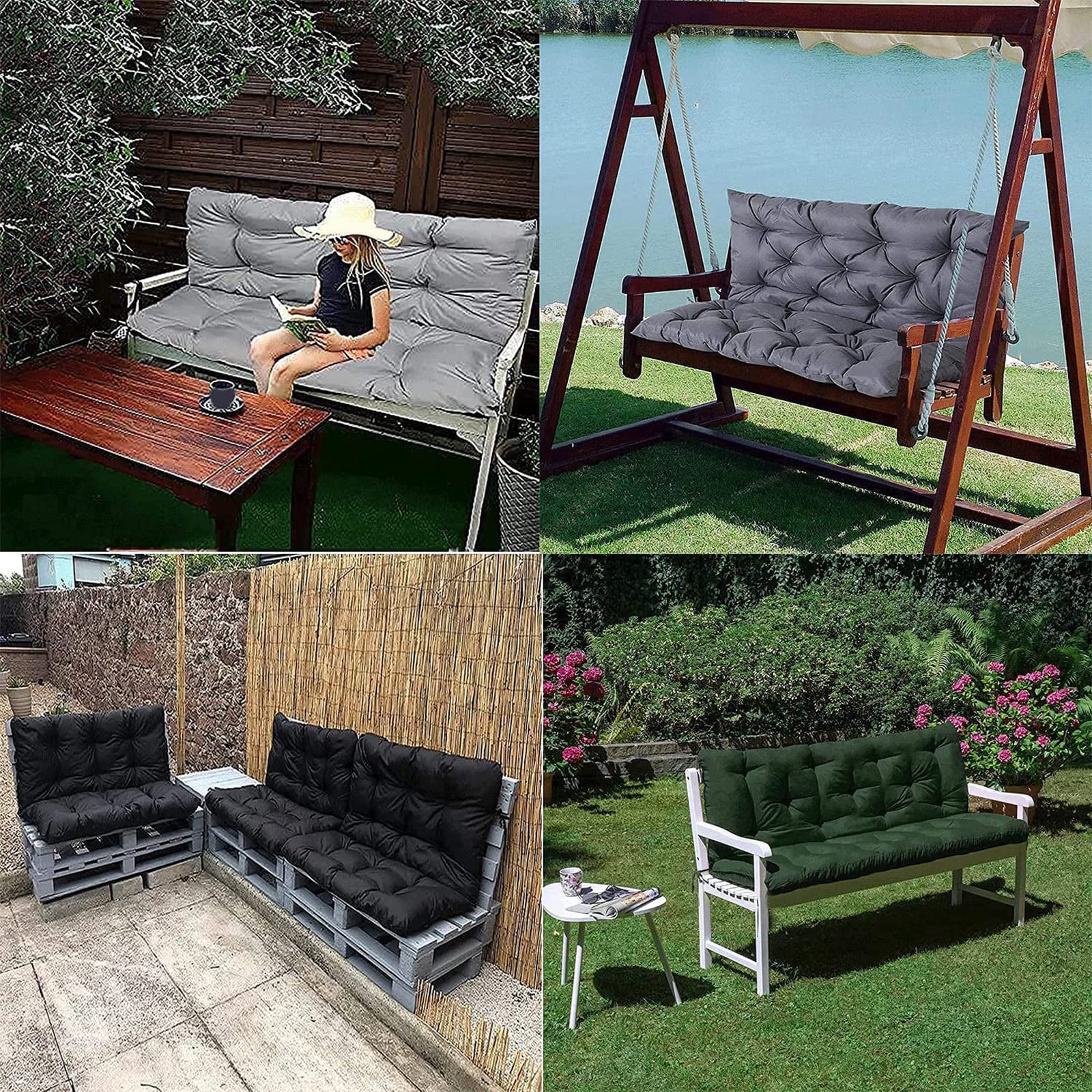 Cuscini impermeabili antiscivolo per dondolo da esterno con schienale e cravatte addensare 2 o 3 posti, cuscinetti di ricambio per mobili da giardino e patio, 120 x 100 cm