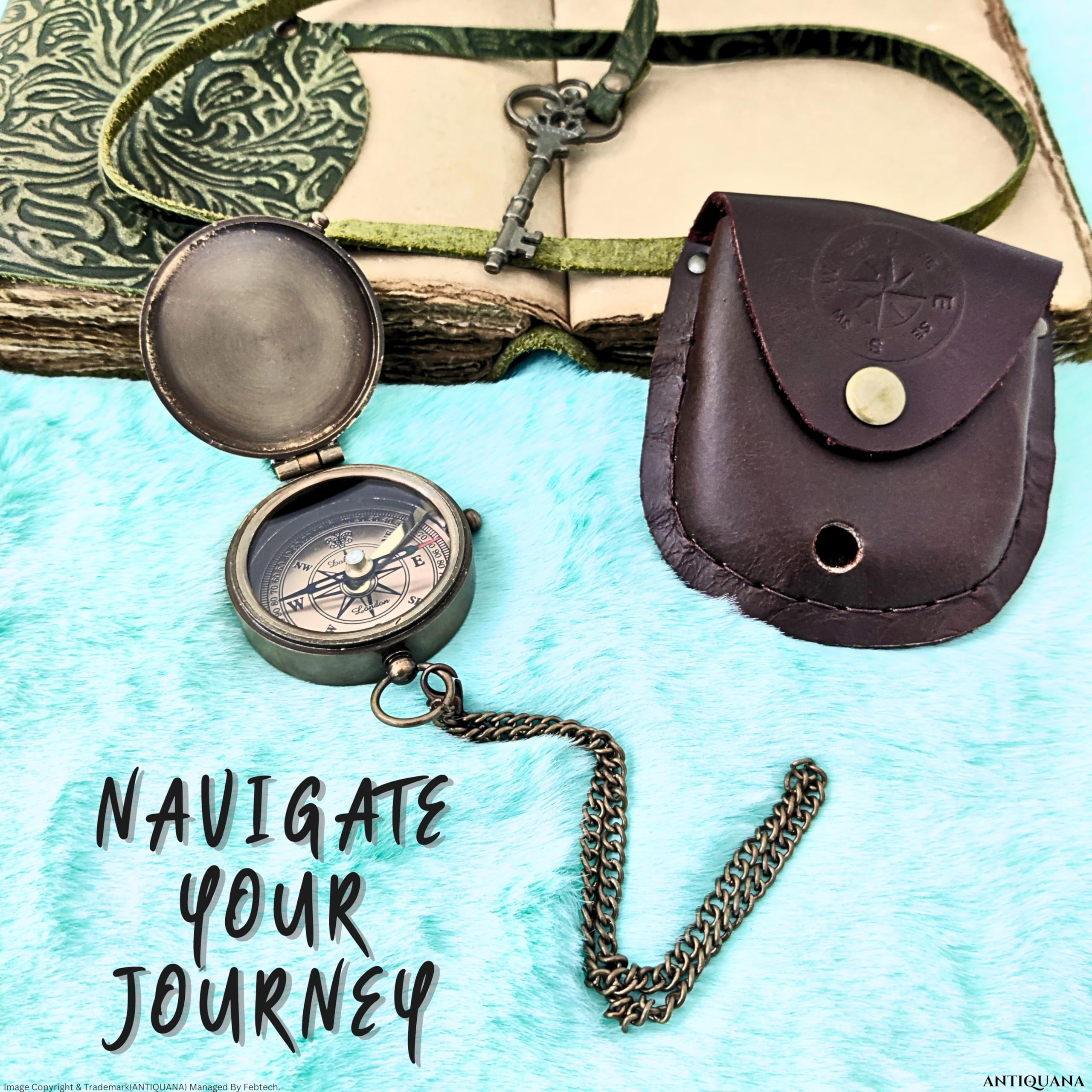 Brass Directional Engraved Compass, Baptism Gifts for Boys Girls, First Communion, Christian Gifts for Men, First Confirmation Gifts for Boys, Inspirational (#6 Not All Those Who with Leather Case)