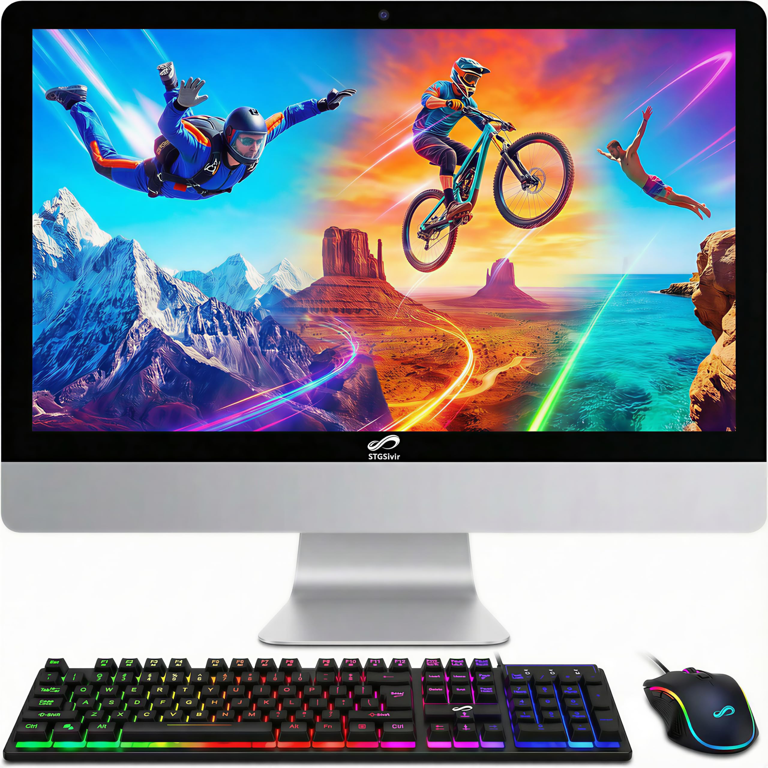 All in One Desktop Computer, 22 inch FHD Display, Intel Core i7 up to 3.9G, 16G RAM, 1T SSD, WiFi, BT 5.0, RGB Keyboard & Mouse, Windows 11 Home