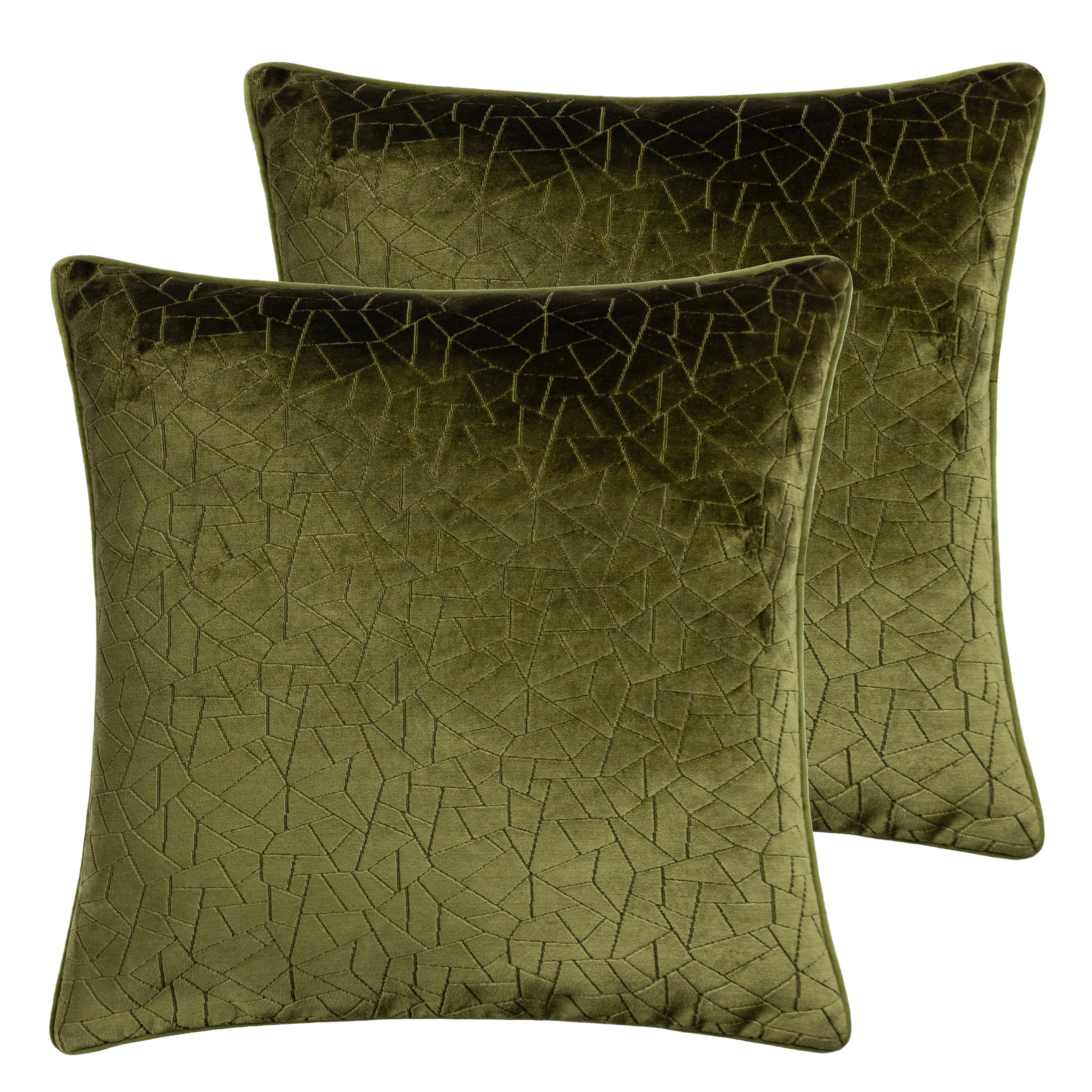 Hoem Malans Feather Filled Cushions Twin Pack, Olive, 45 x 45cm