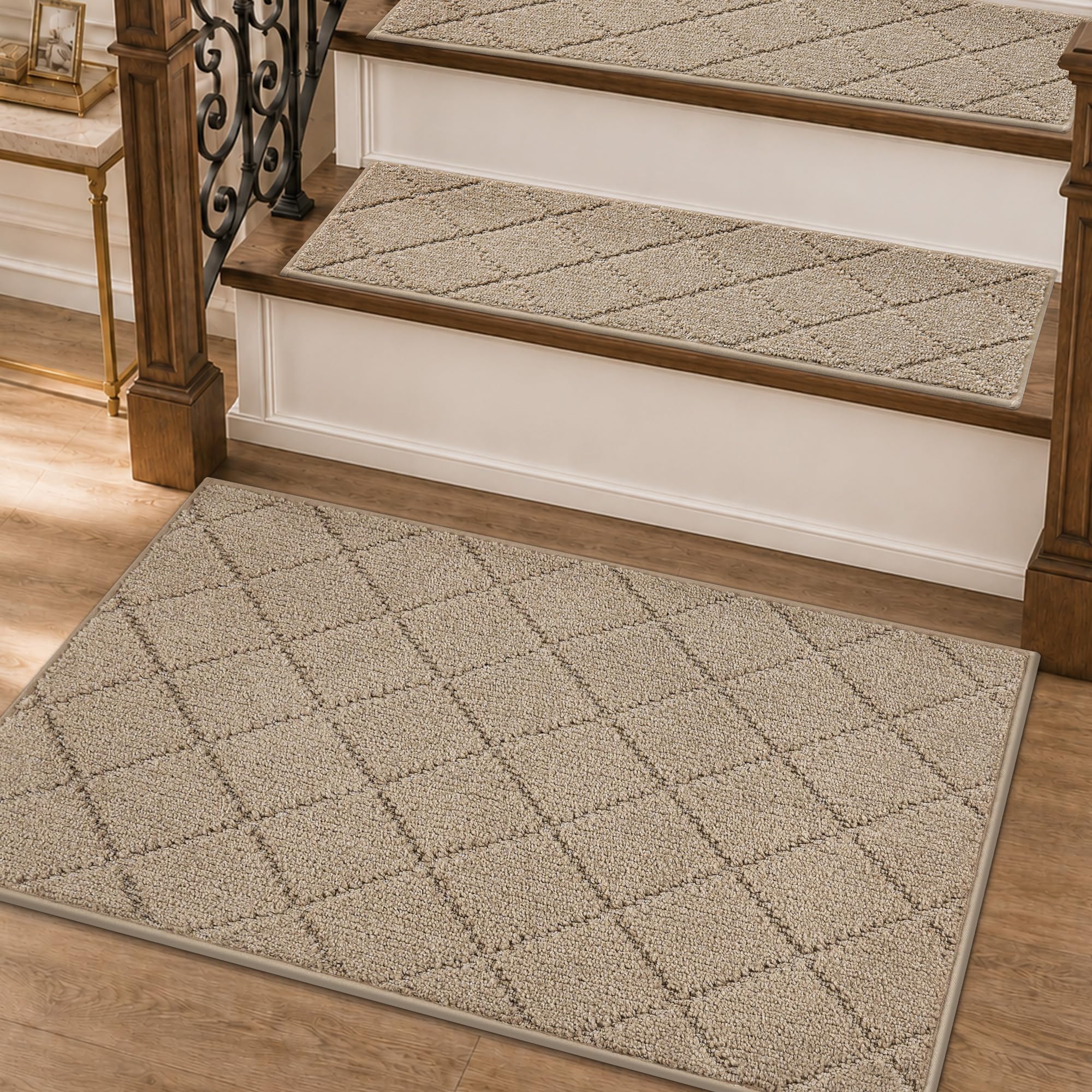 COSY HOMEER Stair Landing Rug Non-Slip 20x32 Stair Treads for Wooden Steps