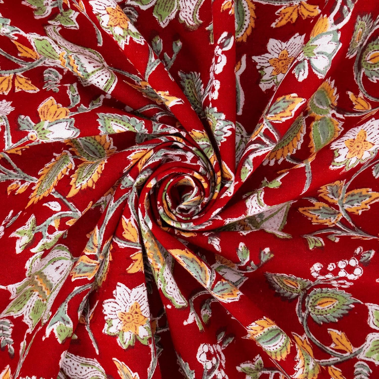 60x90 Inches Rectangle Hand Block Printed Cotton Tablecloth, Red Green Floral Table Cloths Washable, Indian Table Linen for Valentine Thanksgiving Gifts Dinning Home Decor Outdoor