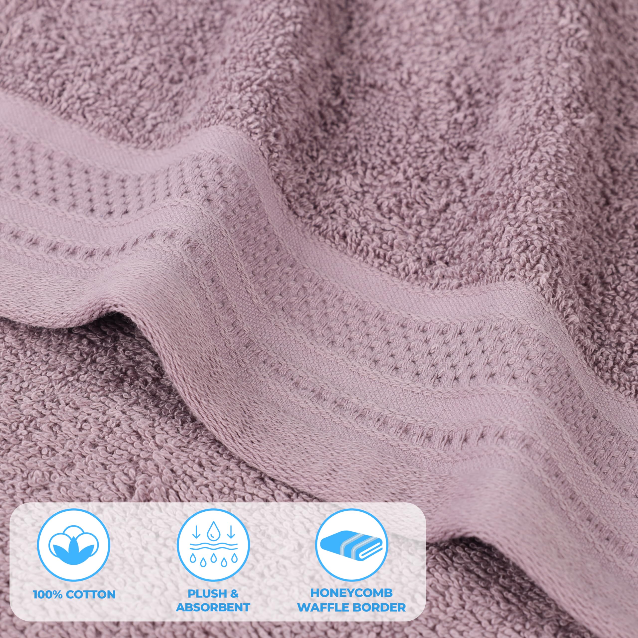 SUPERIOR Asciugamani Jacquard a Nido d'Ape in Cotone 100%, Nebbia Marina, 12 PC Set
