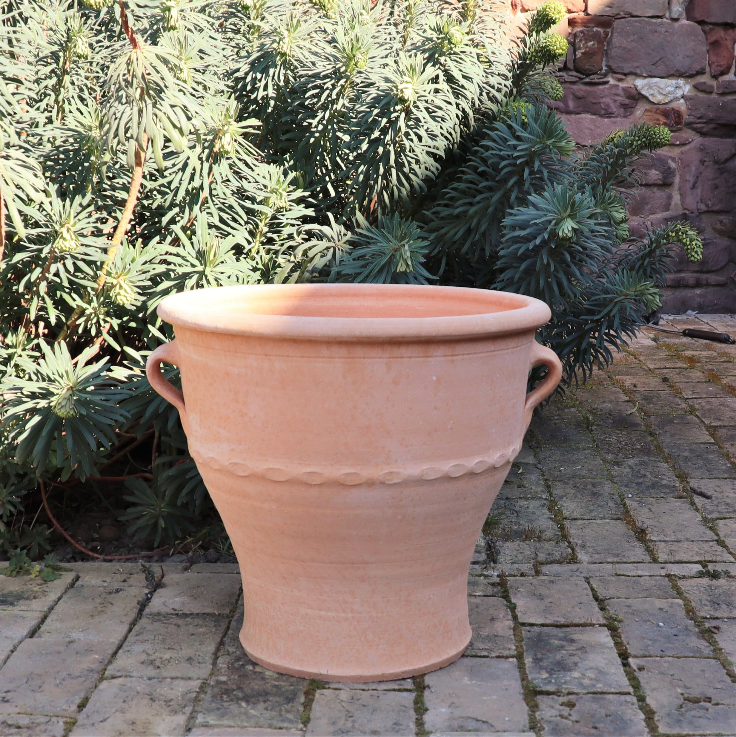 Palatina Werkstatt Vaso 100% fatto a mano, in terracotta rosa, 40 cm, dalla Grecia, atmosfera esclusiva e naturale per il vostro giardino e la casa