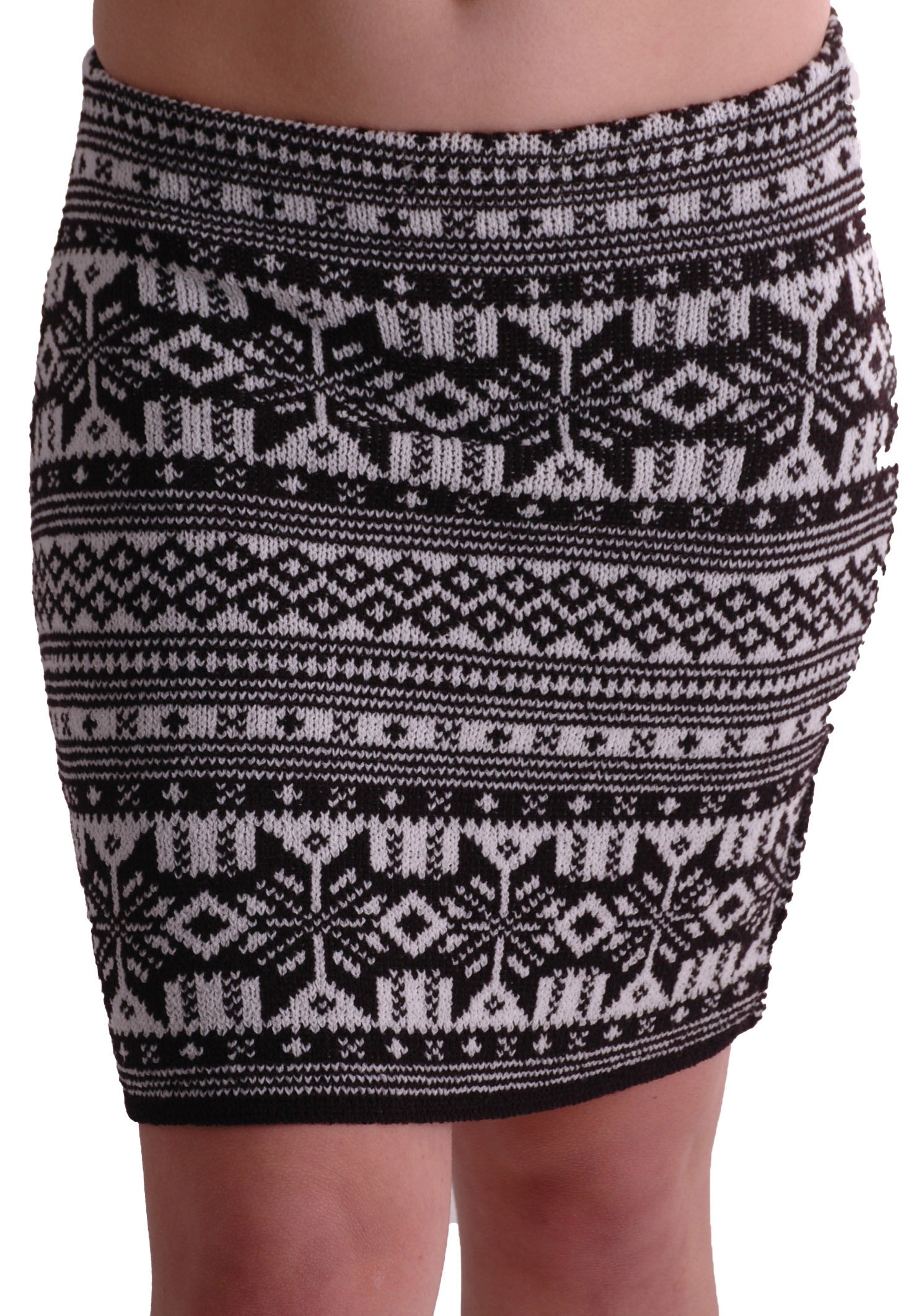 Eye Catch - Womens Aztec Cozy Warm Sweater Knit Stretch Skirt One Size