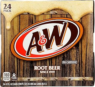 A&W Root Beer Soda, 12 fl oz cans, 24 pack