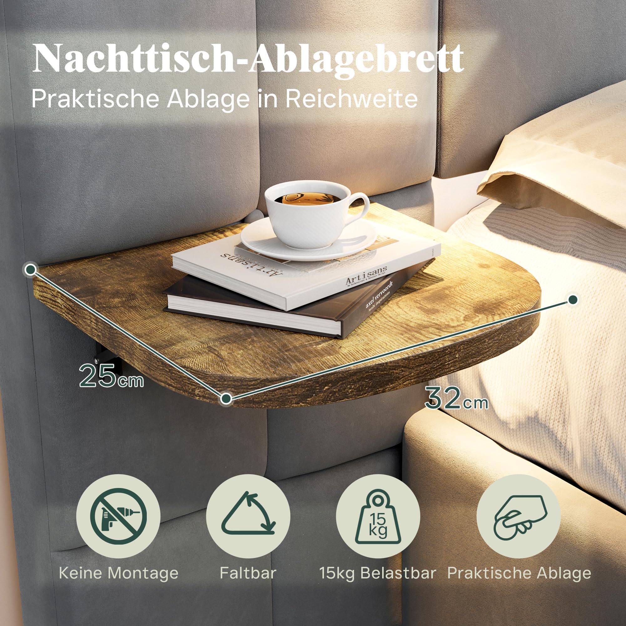 LUXOAK Polsterbett mit Stauraum, Gasdruckfeder, Grau | Bettkasten mit Gasfedern | Leselampen, USB-A/C + Klappablage | stabiler Rahmen bis 454kg Tragkraft