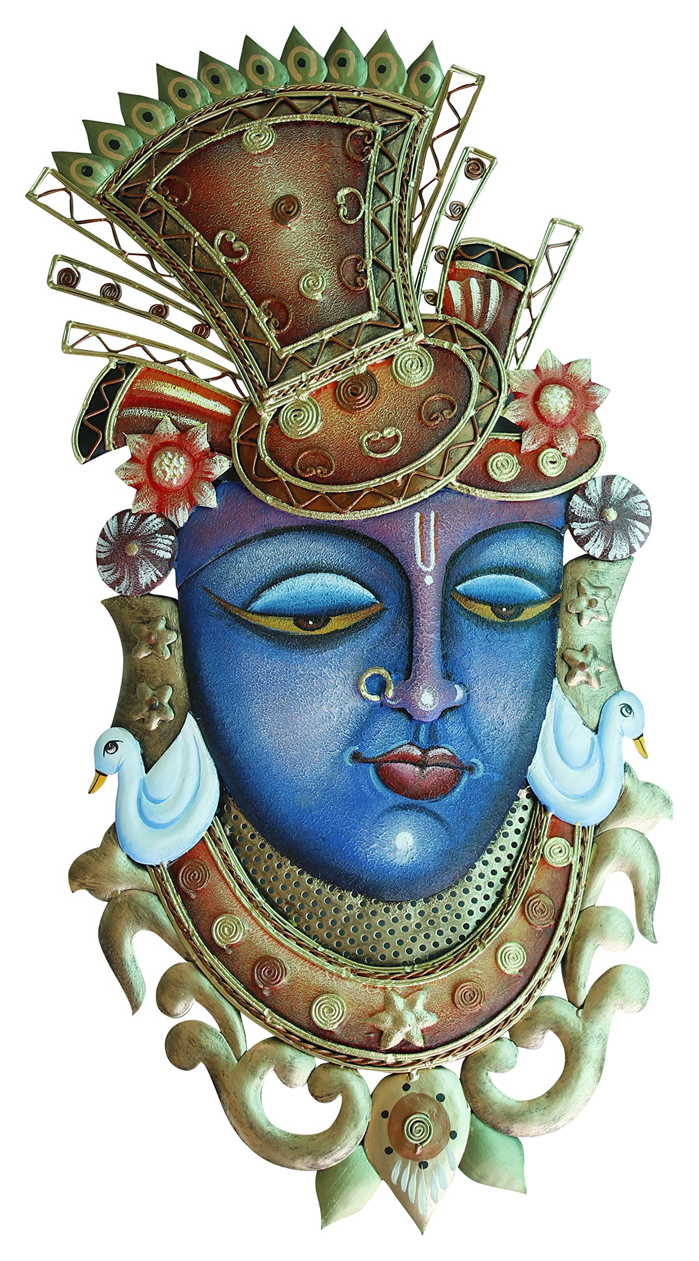 Mauli Handicraft Handmade Iron Decorative Shrinathji Face (Wall Hanging) Wall Hangings (26 cm x 12 cm x 1 cm)