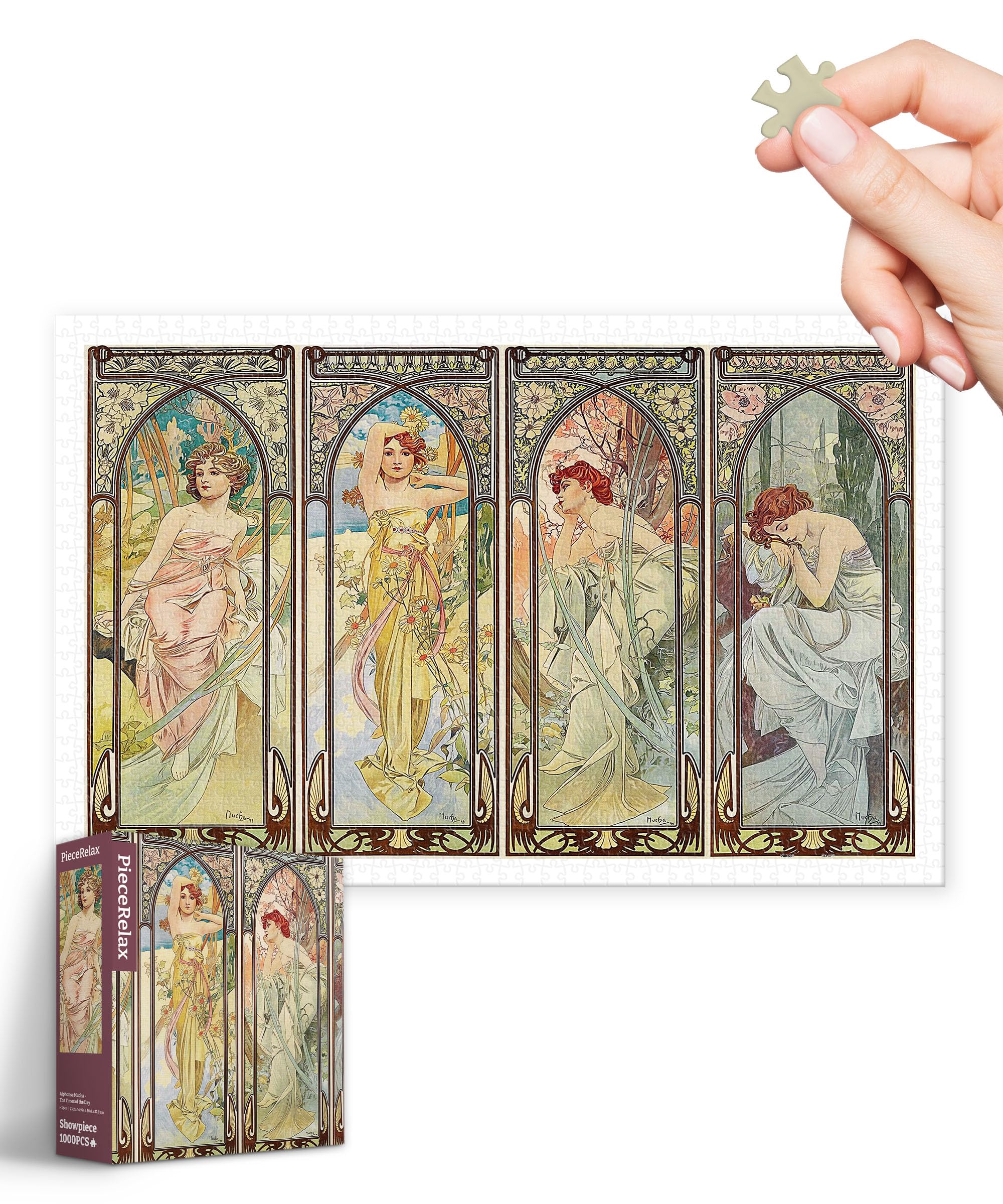 ピースリラックス(PieceRelax) 1000ピース プラ製ジグソーパズル【Alphonse Mucha＿時の流れ】(38X59cm)大人向け難しい 破片なし カチっとハマる[H3641]