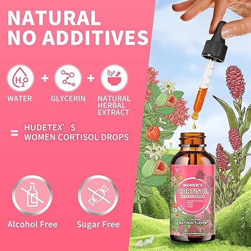 Miniatura 6 de Suplementos de cortisol para mujeres, gotas líquidas, administrador de cortisol con Ashwagandha, L-teanina, fosfatidilserina, Rhodiola Rosea para