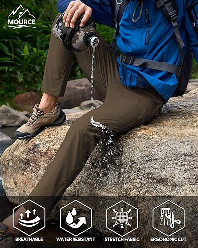 Miniatura 3 de MOURCE Pantalones de senderismo para hombre, resistentes al agua, Flex Ripstop Cargo Pantalones de secado rápido Pantalones ligeros 6 bolsillos y