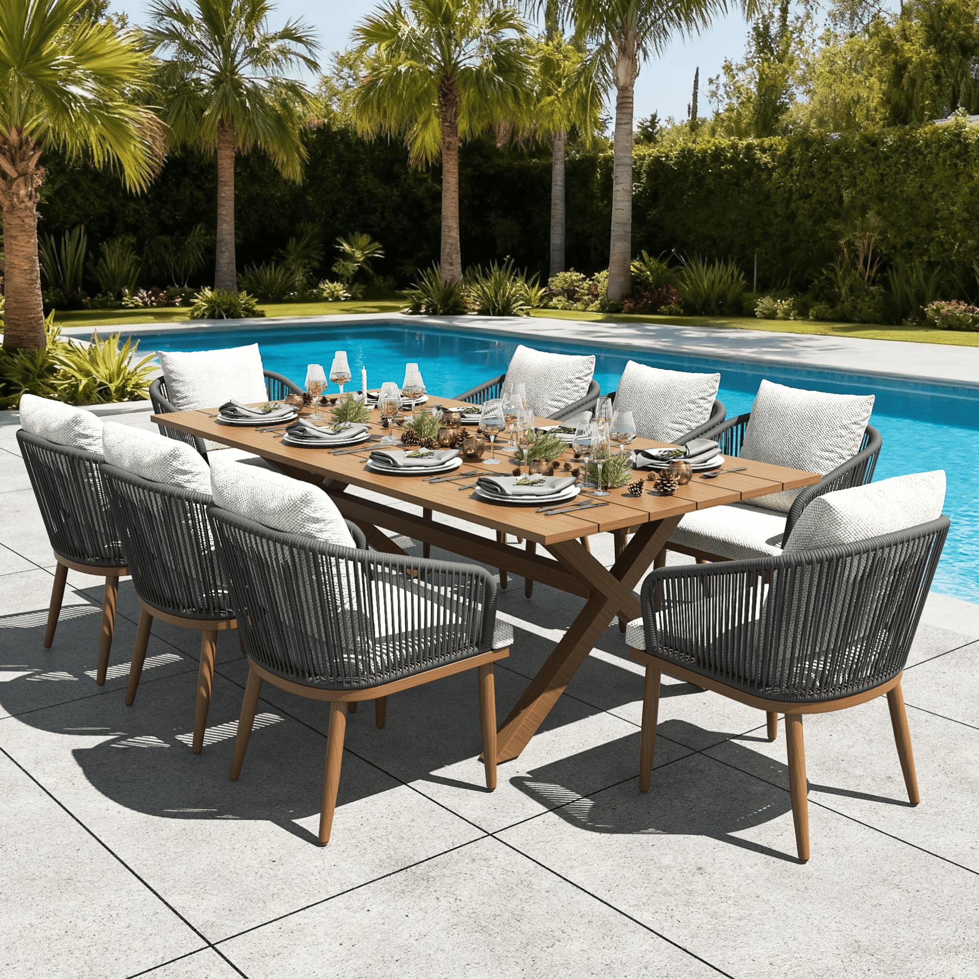 Nine-Piece Outdoor Aluminum Dining Set