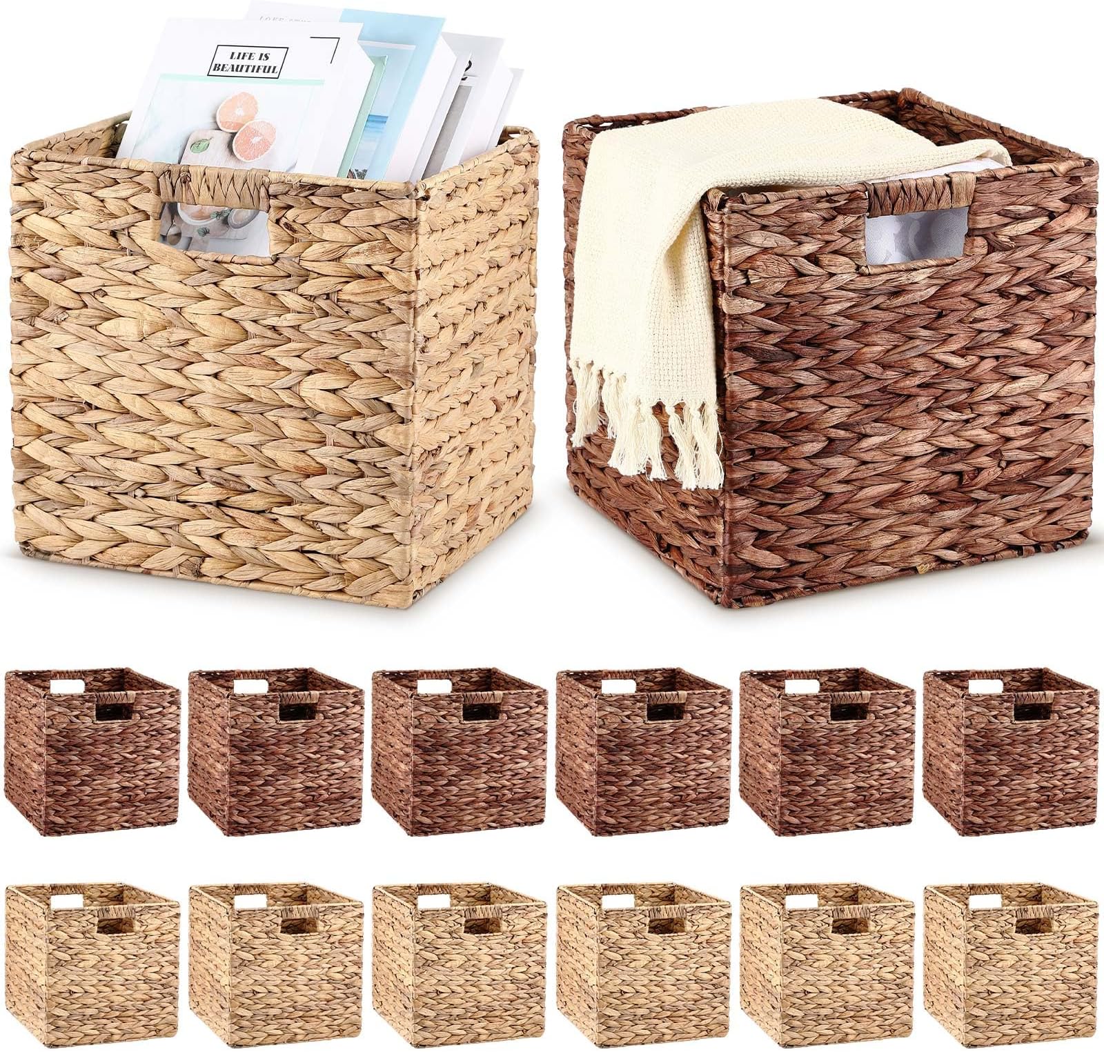 Amazon.com: Jinei 12 Pcs Wicker Storage Basket Bulk Handwoven Water ...