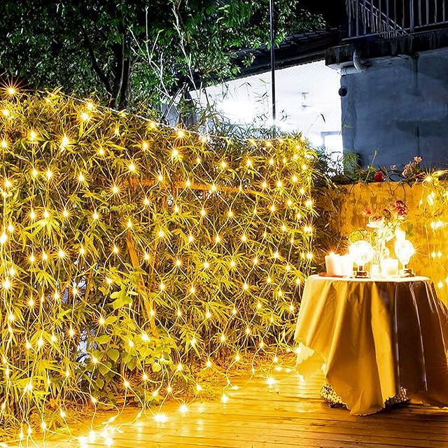 SAILUN LED Net Lights 3m x 2m Christmas Net Lights 250 LED Mains Powered Outdoor Decorations 8 Modes Fairy String Lights Waterproof Net Curtain Light for Party (Warm White)