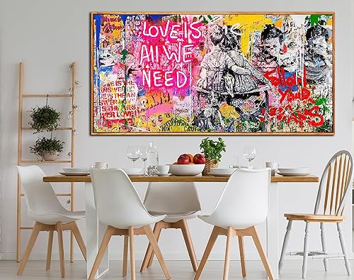 Miniatura 119 de JKWALL77 Arte de pared de graffiti – Decoración de pared de arte abstracto grande – Arte de pared en lienzo para sala de estar, listo para colgar
