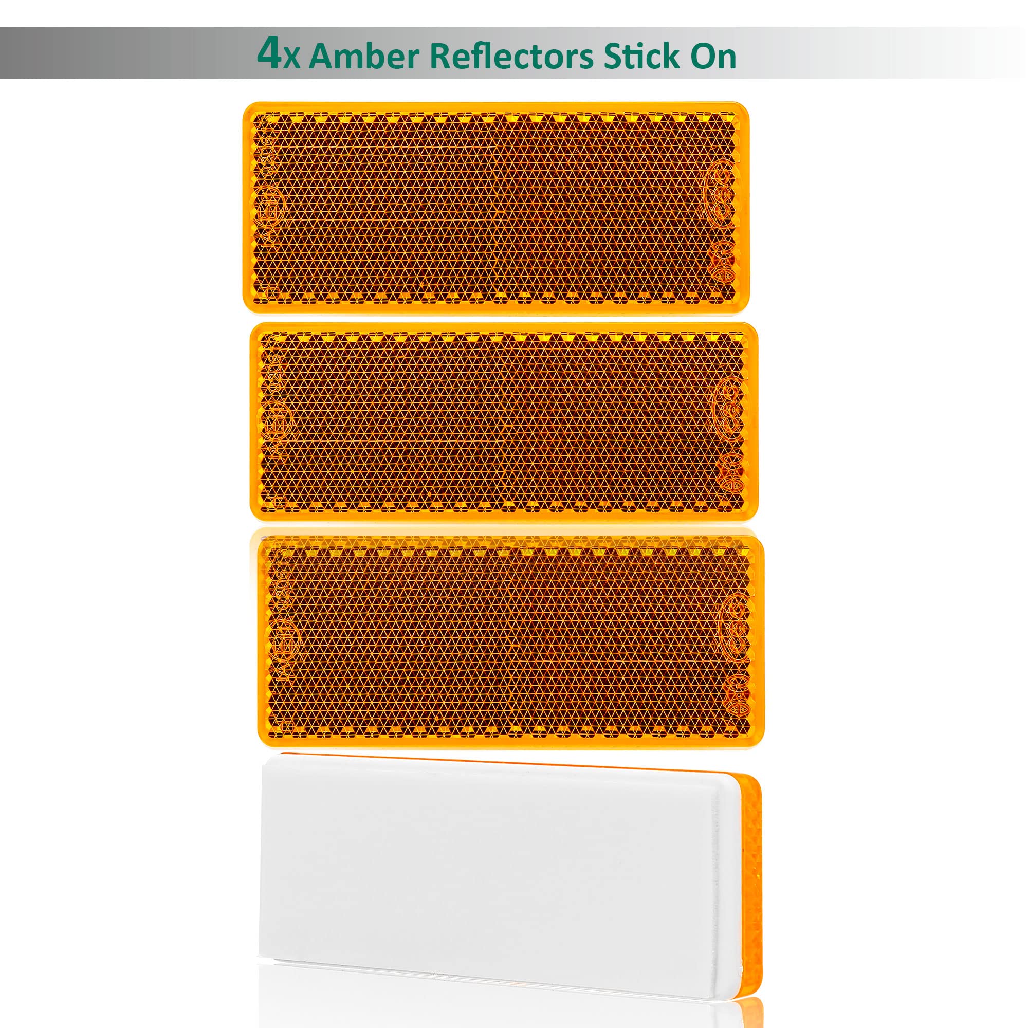 Catadioptrico Rectangular Amarillo Adhesivo, Reflector Rectangulares Adhesivo Remolque para RV Caravana Tractor Homologados E, 85x30x10mm(Amarillo-Rectangulares- Adhesivo-4Piezas) — view 2