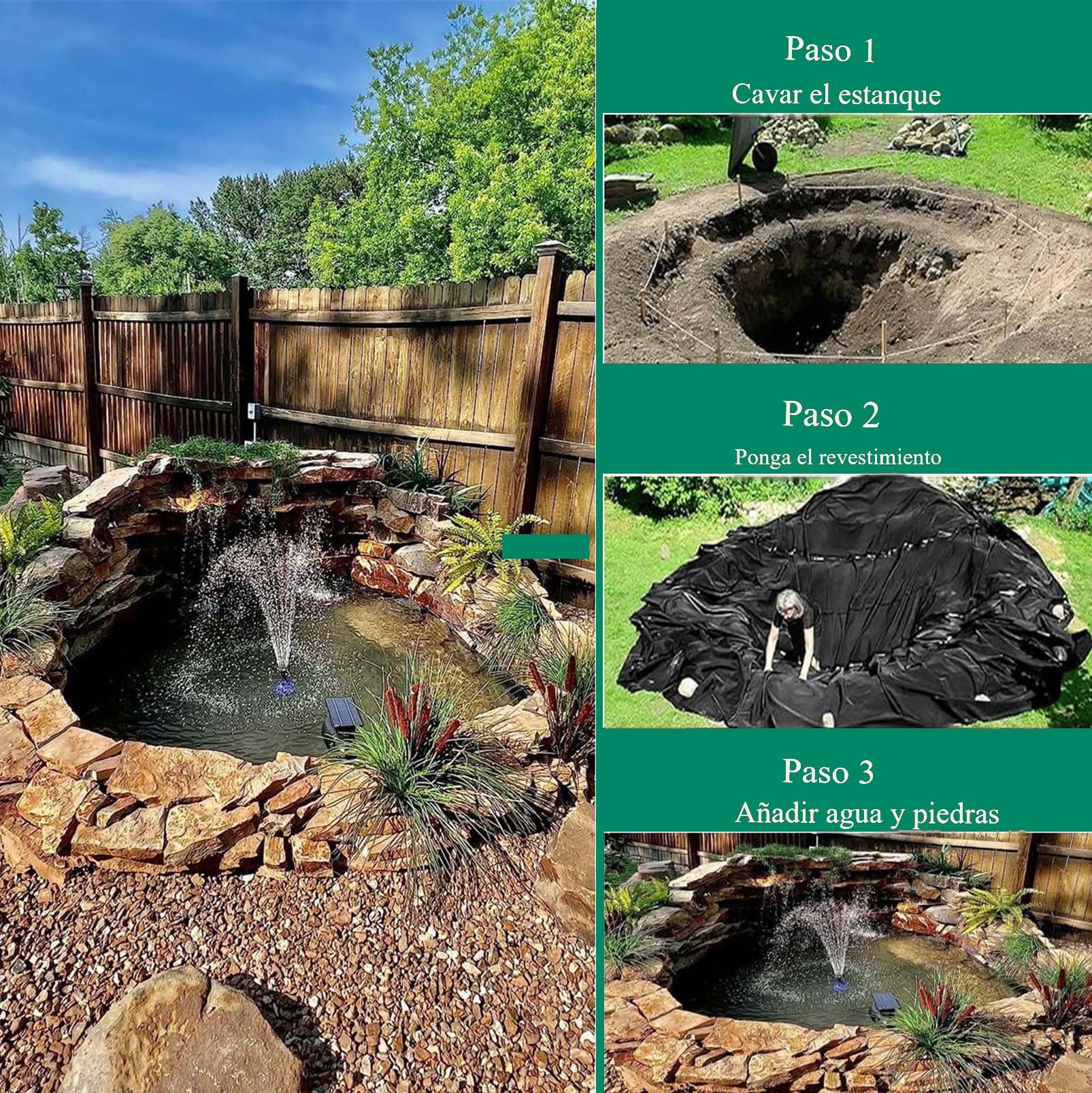 Fodera flessibile in PVC per laghetti da giardino Copertura impermeabile a forma di T per pesci, cascate e piante acquatiche Soluzione di protezione per paesaggistica Ultie