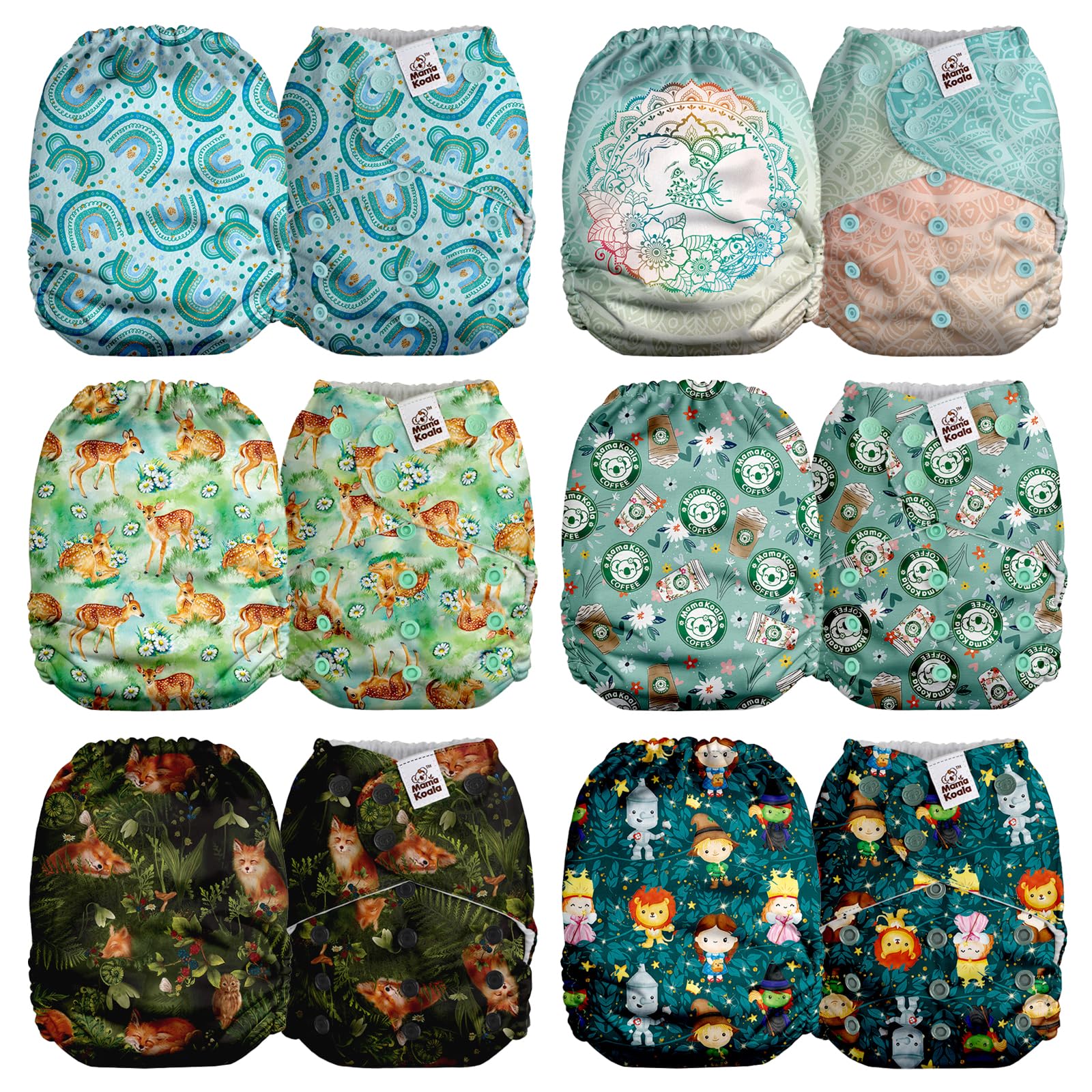 Mama Koala 2.0 Cloth Diapers for Babies, 6 Pack Pocket Shell Only (NO Inserts) - One Size Washable and Reusable Pocket Diapers for Newborns and Toddlers - 26001