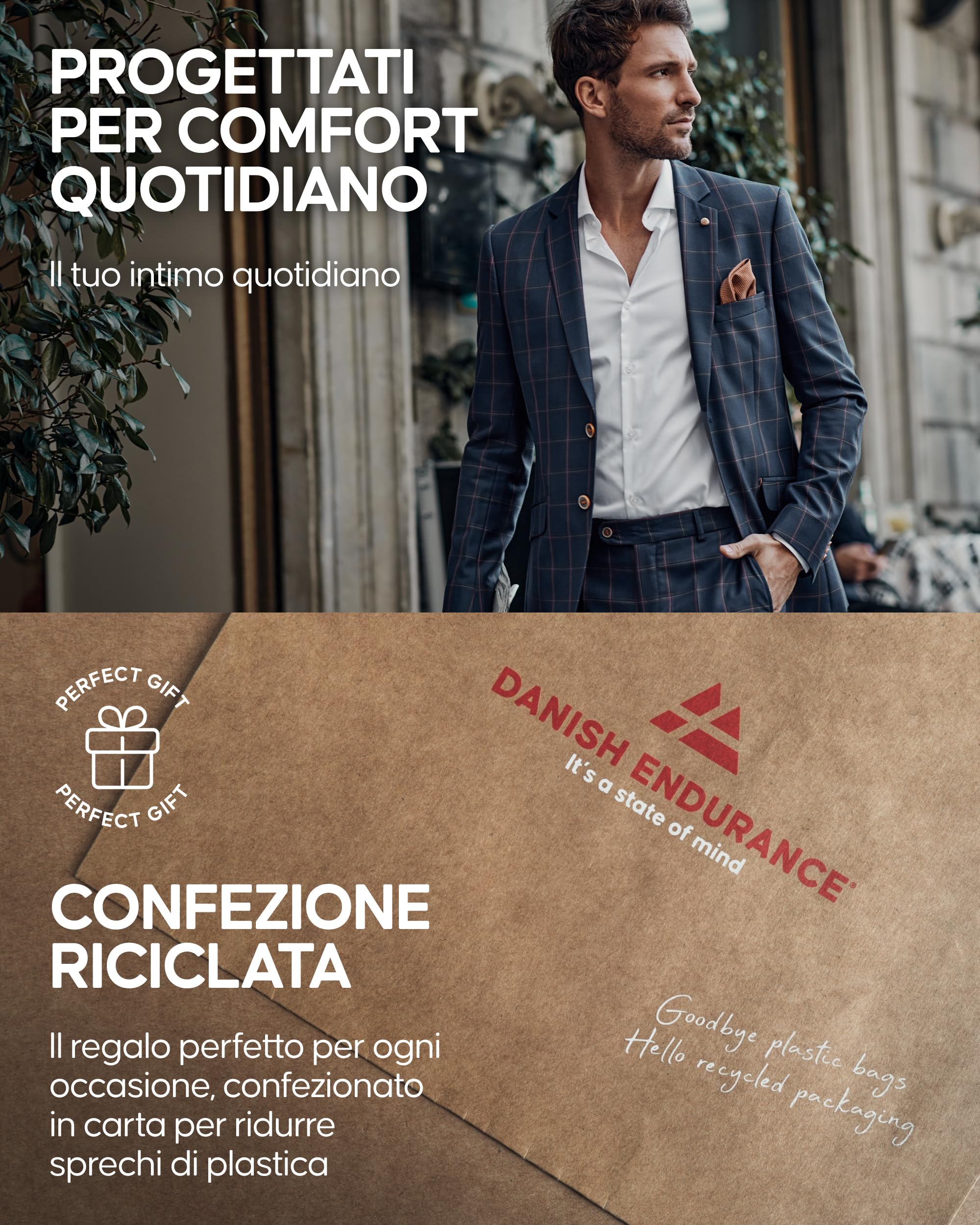 DANISH ENDURANCE Boxer Uomo a Vita Bassa in Cotone, Corti Senza Etichetta, Morbidi e Traspiranti, 6 Paia