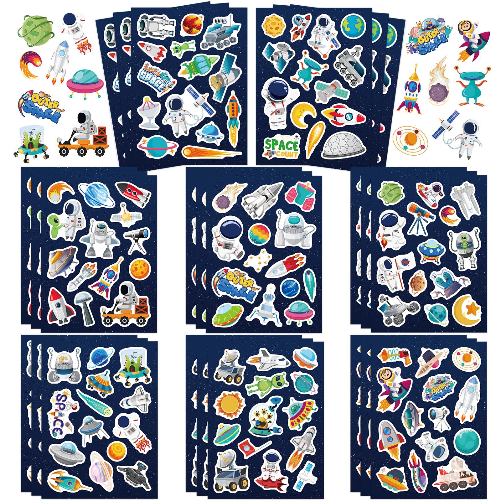 336 Pcs Outer Space Stickers, Solar System, Planets, Astronauts, Galaxy, Spaceships, and Rockets Explore Space Sticker for Craft Supplies Classroom