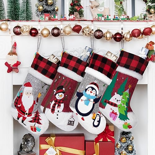 Miniatura 19 de BHD BEAUTY 2025 New Farmhouse Bohemian Style Christmas Stocking Set of 5 Tassel Xmas Stocking Boho Macrame Decorations Mantel Hanging Ornament for