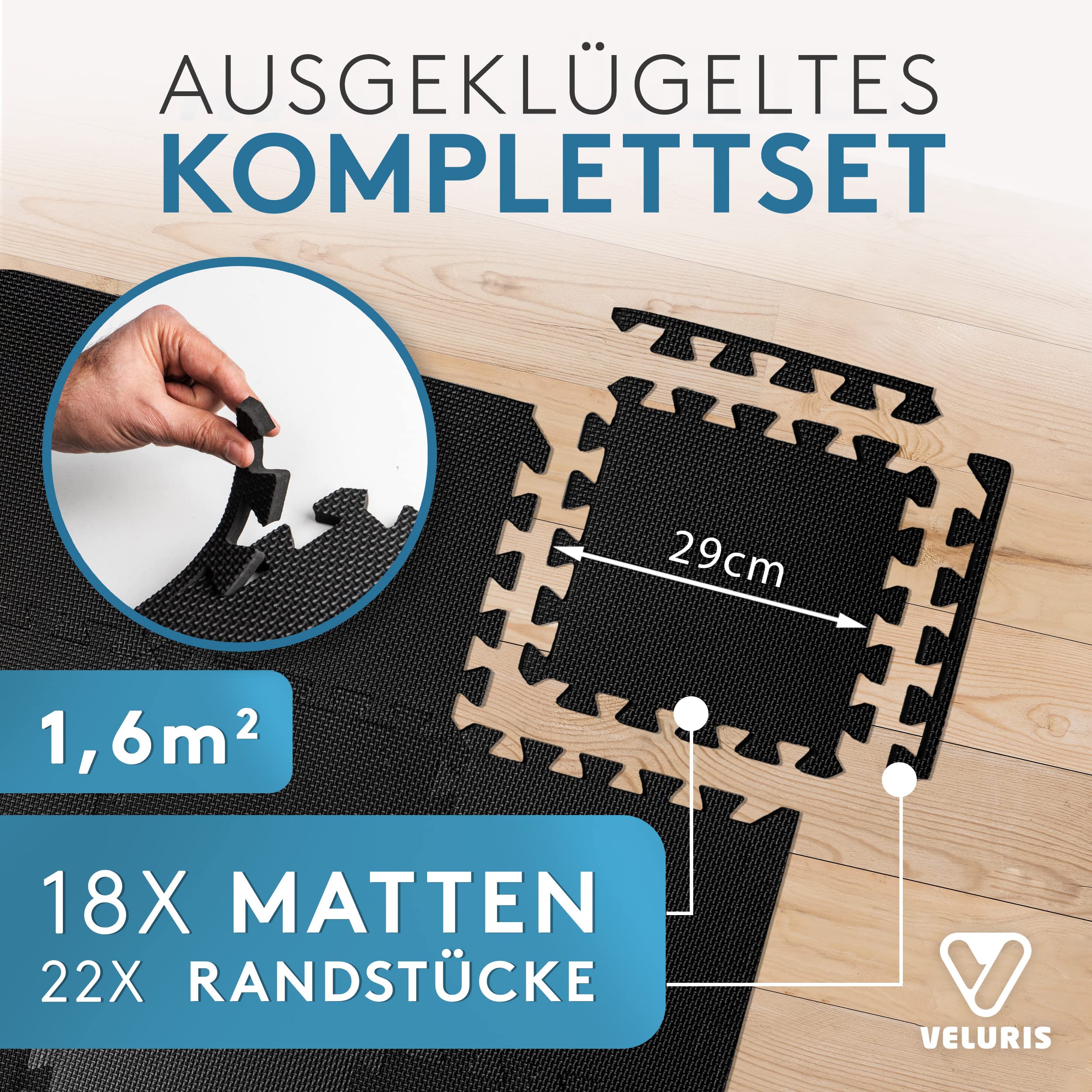 Vloerbeschermingsmat Fitness [31x31x1.2cm] - 18 Extra Dikke Vloermatten 20 Meer Bescherming Antislip Beschermmatten Voor Trainingsruimte En Equipme
