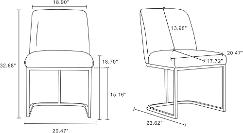 Miniatura 6 de Manhattan Comfort Serena - Silla de comedor moderna de piel sintética, asiento sin brazos, ideal para cocina y oficina en casa, juego de 2, color