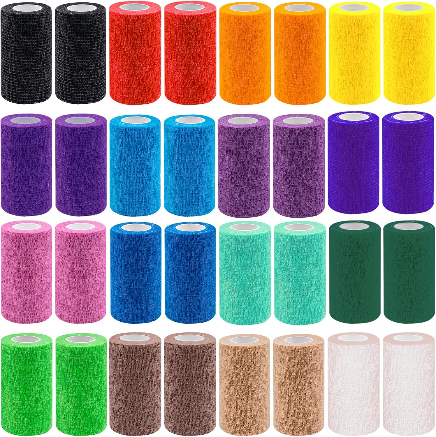 32 Pcs Self Adherent Bandage Wrap Breathable Cohesive Bandage Elastic Adhesive Tape for Stretch