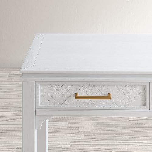 Miniatura 10 de Jofran Inc. Gramercy Chevron Mid-Century Moderno escritorio de carga USB de tres cajones Blanc,Platinado,Dark