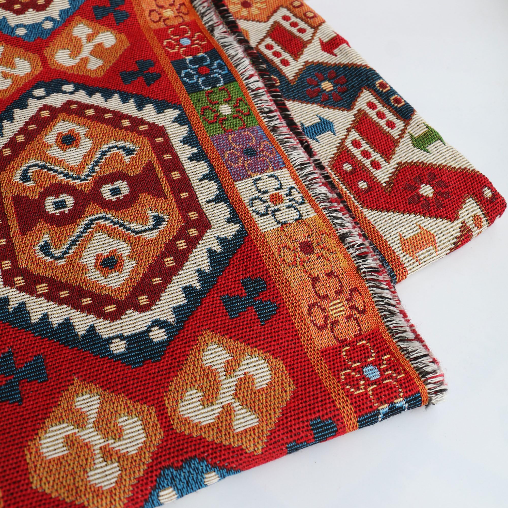 Ethnic Fabric,Bohemian Geometric Abstract Pattern Decorative for Sewing Clothing Bag Tablecloth Sofa Pillow DIY Craft (Cut by The Yard)