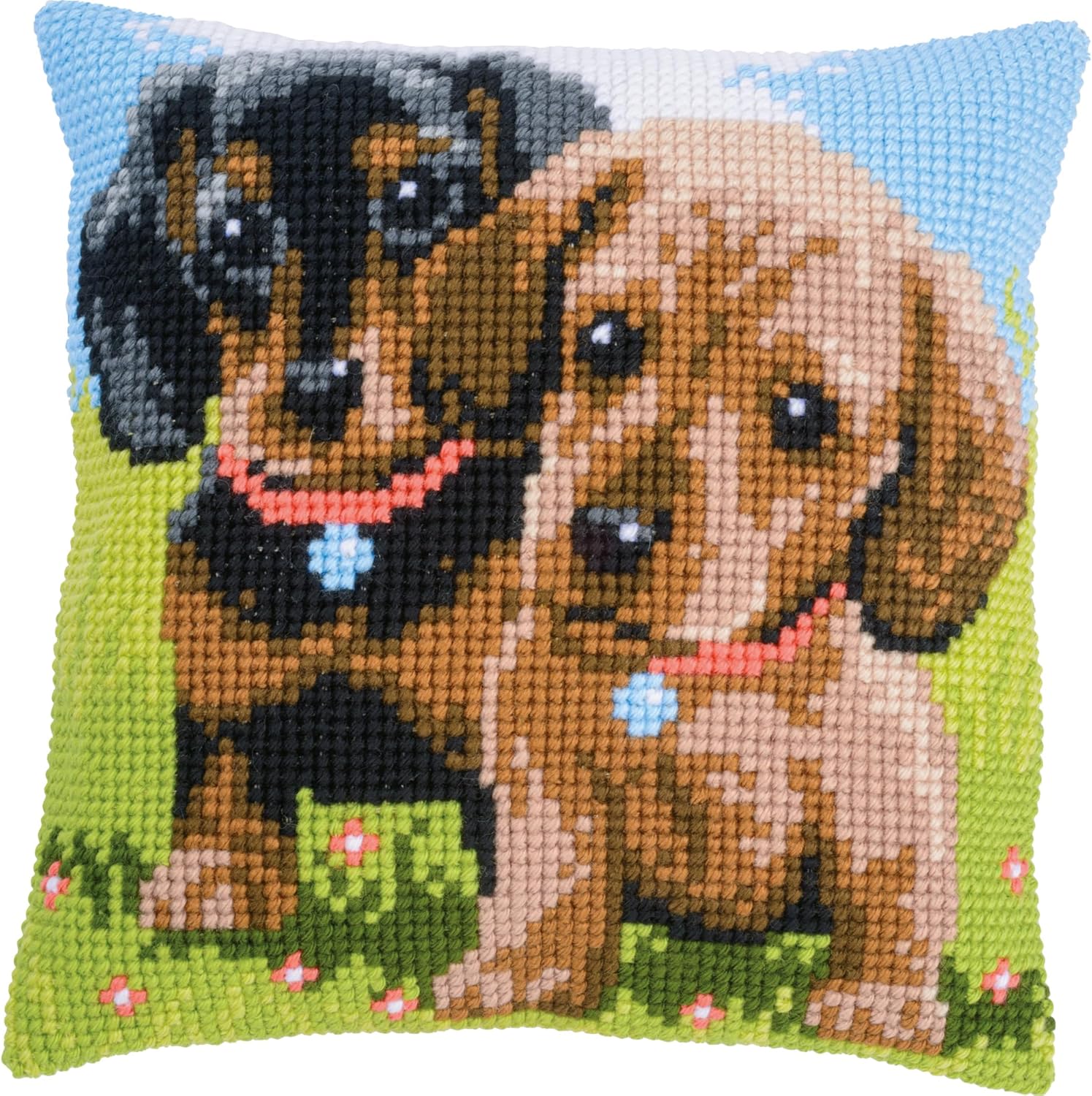 Vervaco Cross Stitch Kit: Cushion: Dog Wagging It's Tail, NA, 40 x 40cm