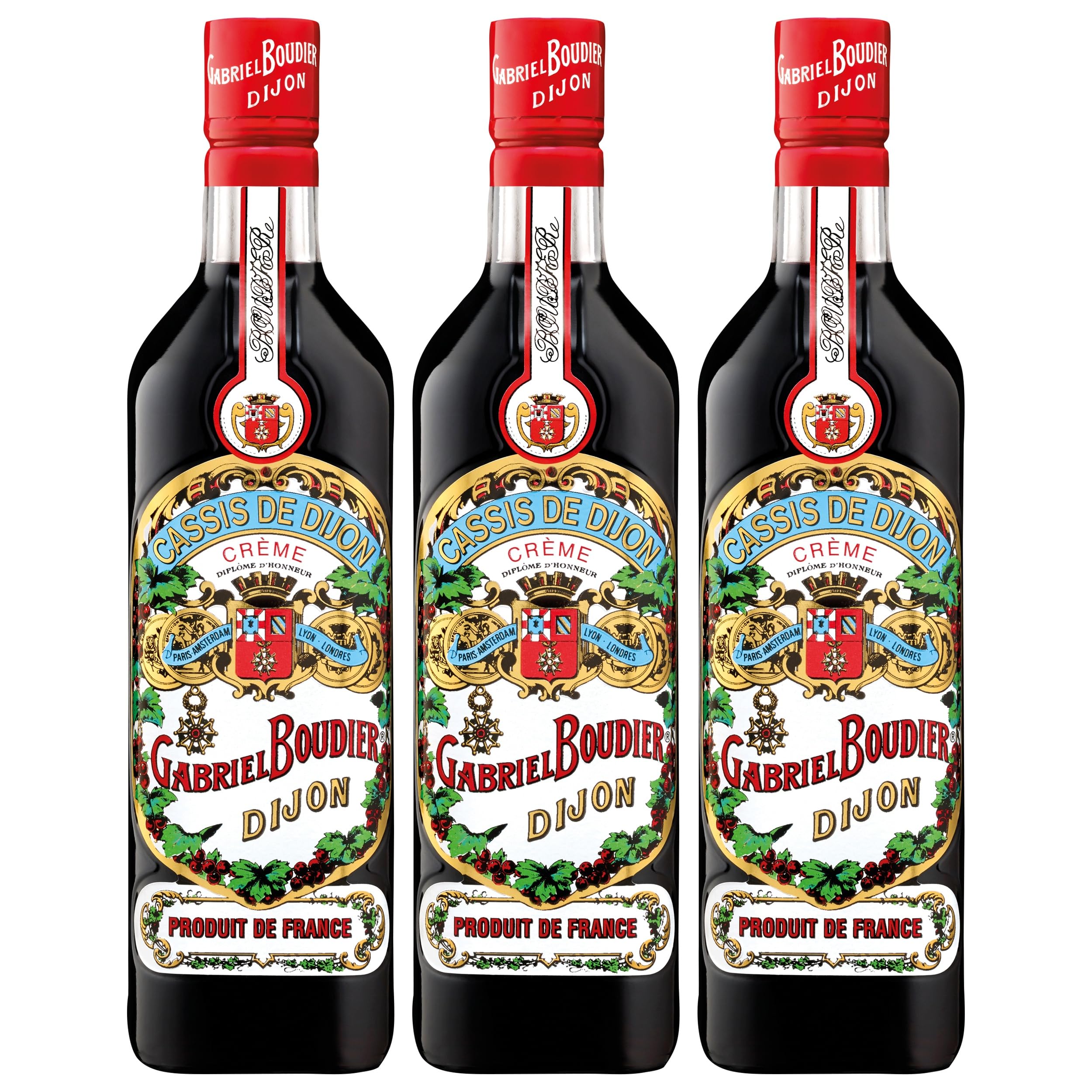Gabriel Boudier Crème de Cassis de Dijon Likör Süss Frankreich inkl. FeinWert E-Book (3 x 0.5 l)