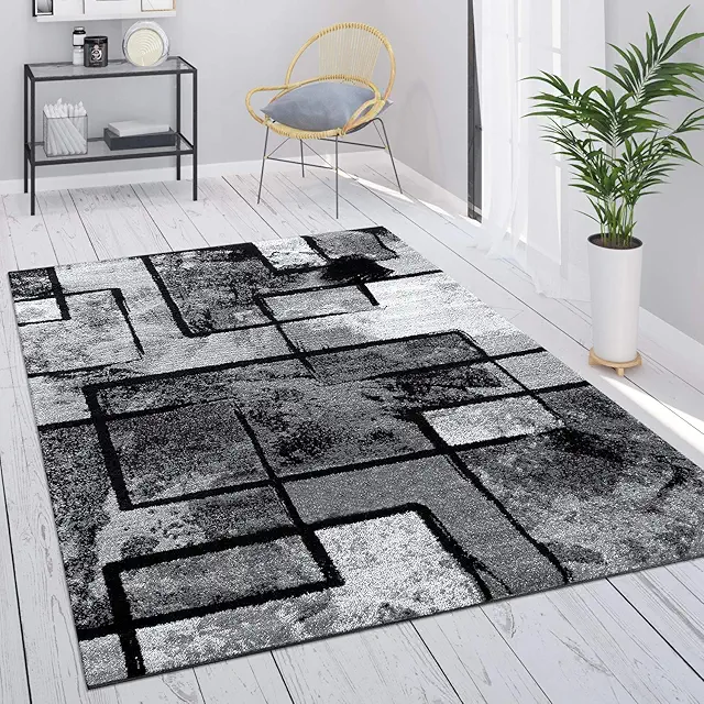 Vintage Geometric Abstract Pattern Grey Living Room Rug - 240x340cm