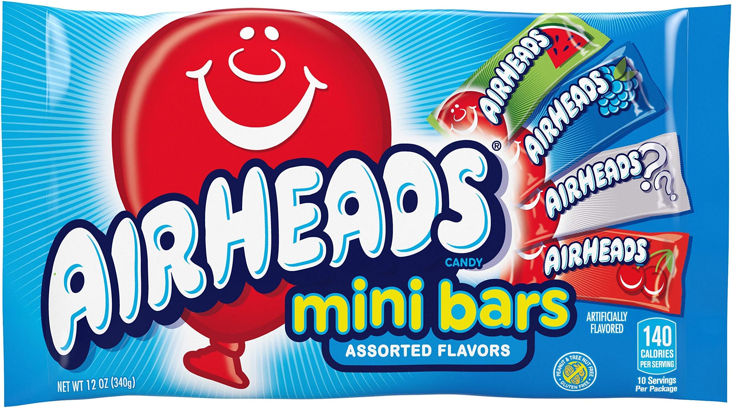 Air Heads Mini Candy, Assorted, 12-Ounce Bags (Pack of 12)