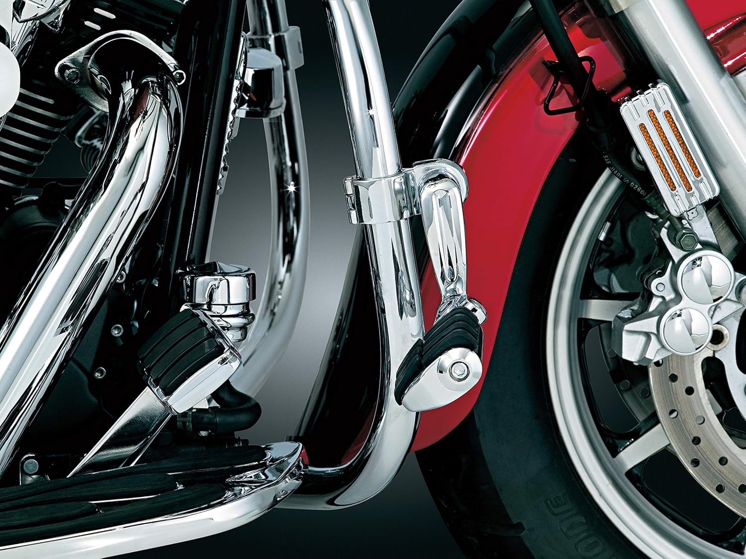 Kuryakyn 4575 Motorcycle Foot Controls: Longhorn Offset Dually Highway Pegs with Magnum Quick Clamps for 1-1/4" Engine Guards/Tubing, Chrome, 1 Pair