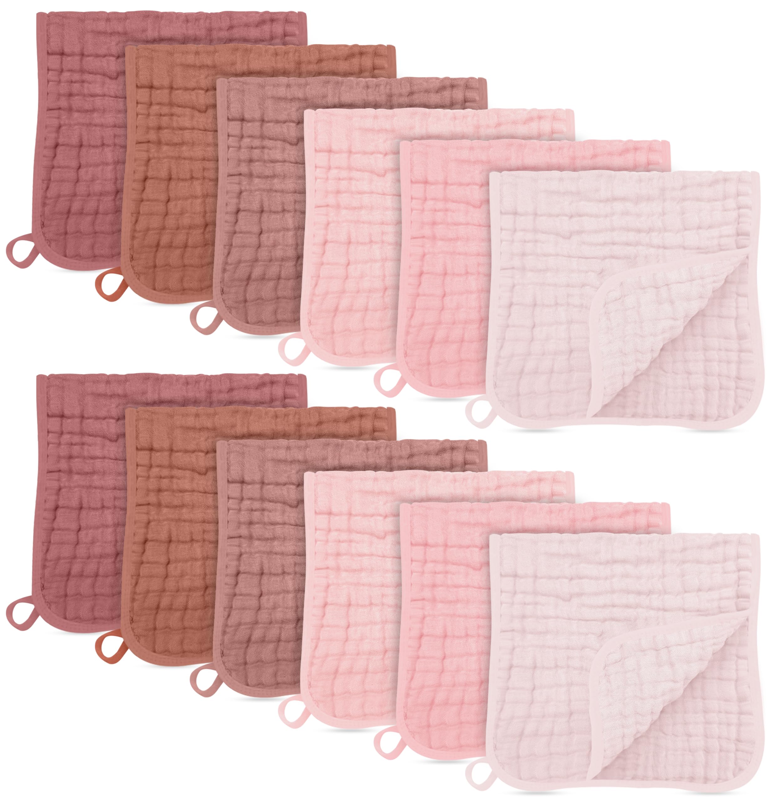 SWEET DOLPHIN 12 Pack Muslin Burp Cloths Large 100 Cotton Burping Clothes for Baby Drool - Absorbent and