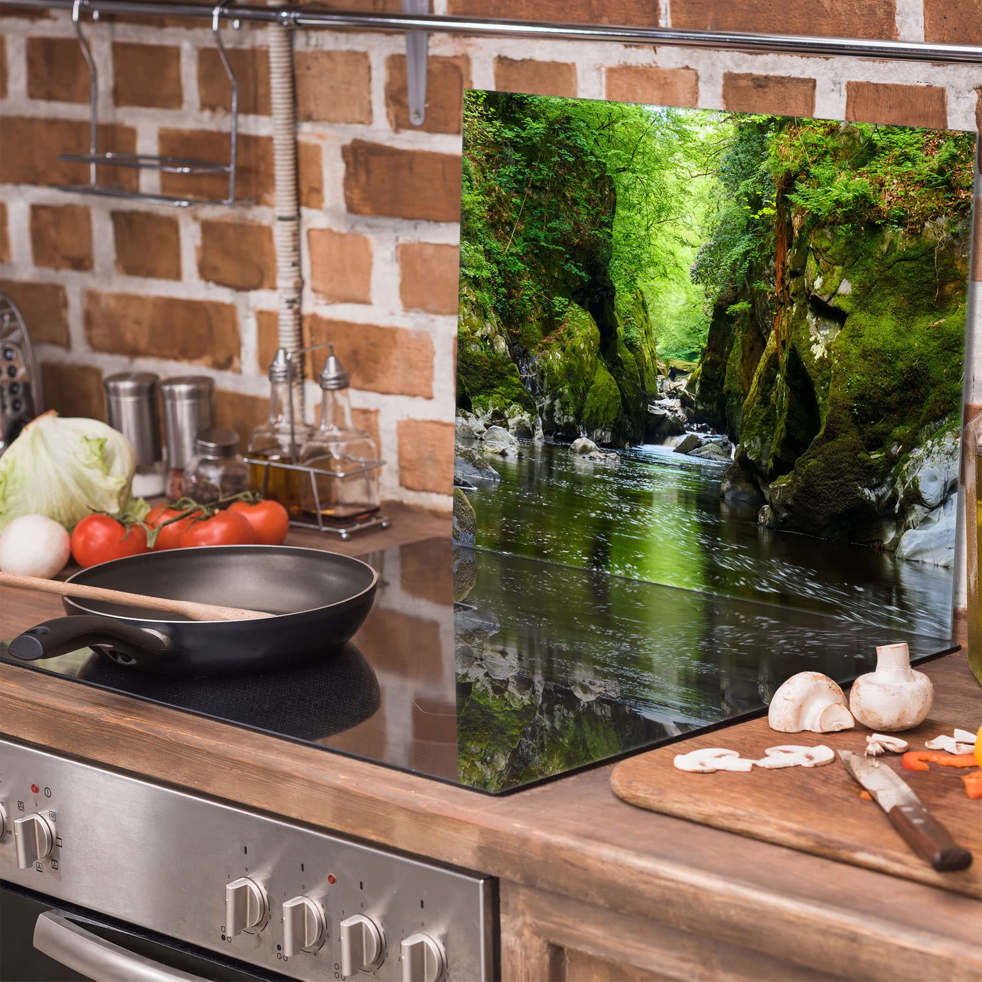 DarHuas afdekplaat voor fornuis, 70 x 52 cm 1-delig, afdekking voor keramische kookplaat, inductie universele elektrische kookplaat, spatbescherming, glas, decoratieve snijplank, ROOS