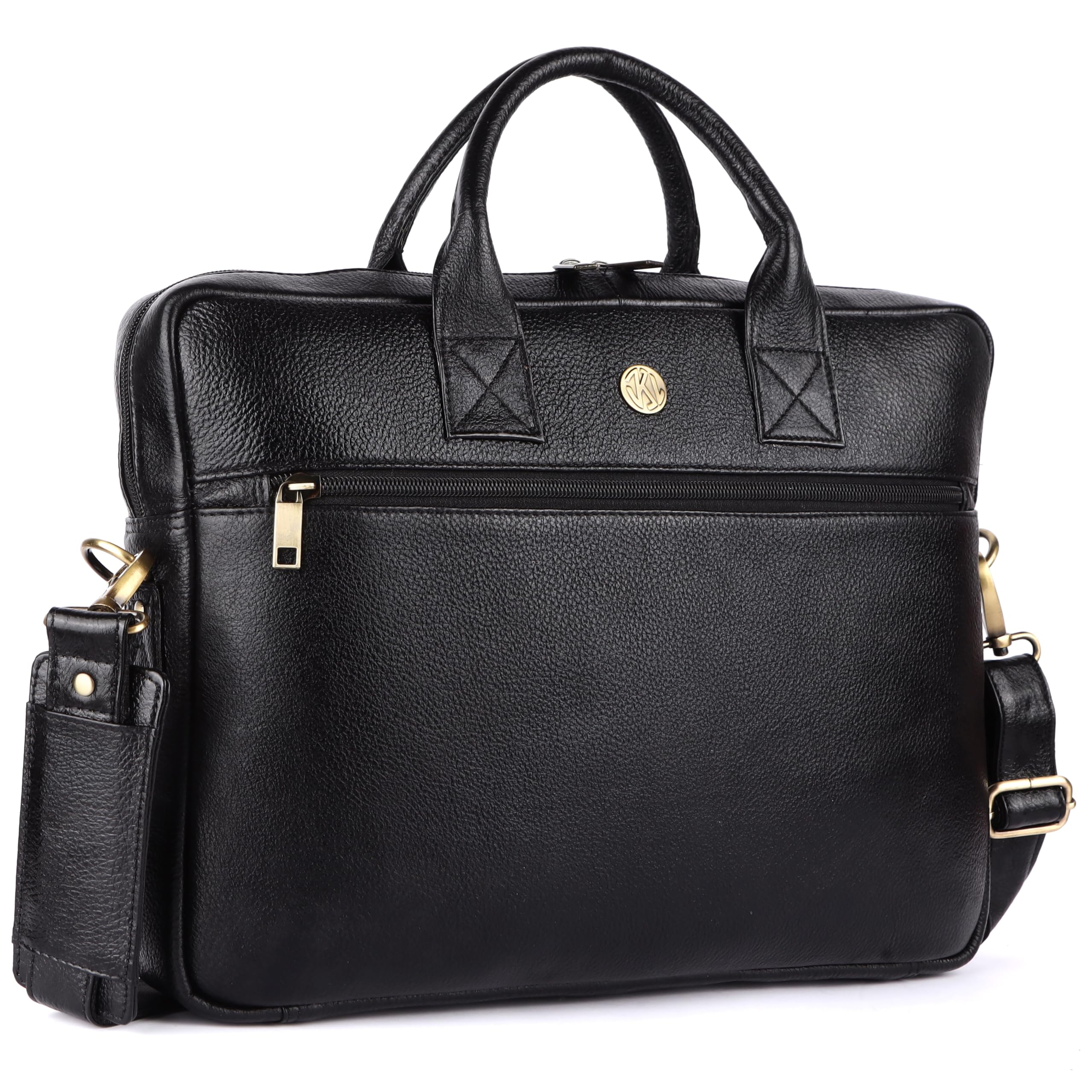 KLAUSS Genuine Leather Laptop Bag for Men - Office Bag- Fits Up to 14 Inch Laptop/MacBook - Laptop Messenger Bags/Leather Bag for Men with Adjustable Shoulder Strap (Black) (B0CG5LX3LT) Amazon Price History, Amazon Price Tracker