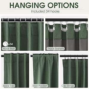 100% Blackout Curtains Olive Green 84 Inch Length Room Darkening Linen Curtains for Living Room Bedroom Summer Heat Black Out Curtain Modern Pleated Look Window Decor Drapes Back Tab Loden 52x84